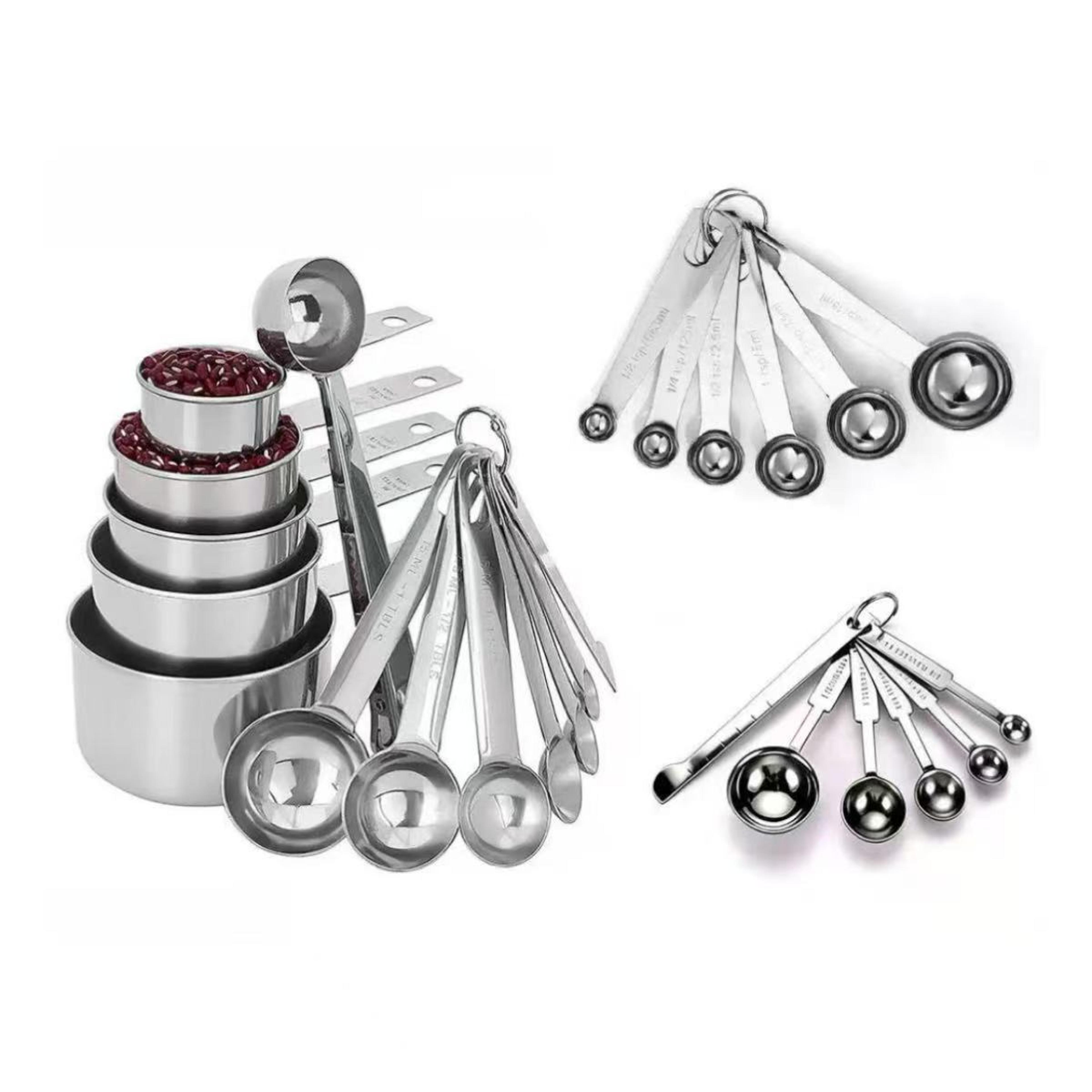 stainless steel measuring spoon set with scale for coffee baking and kitchen use