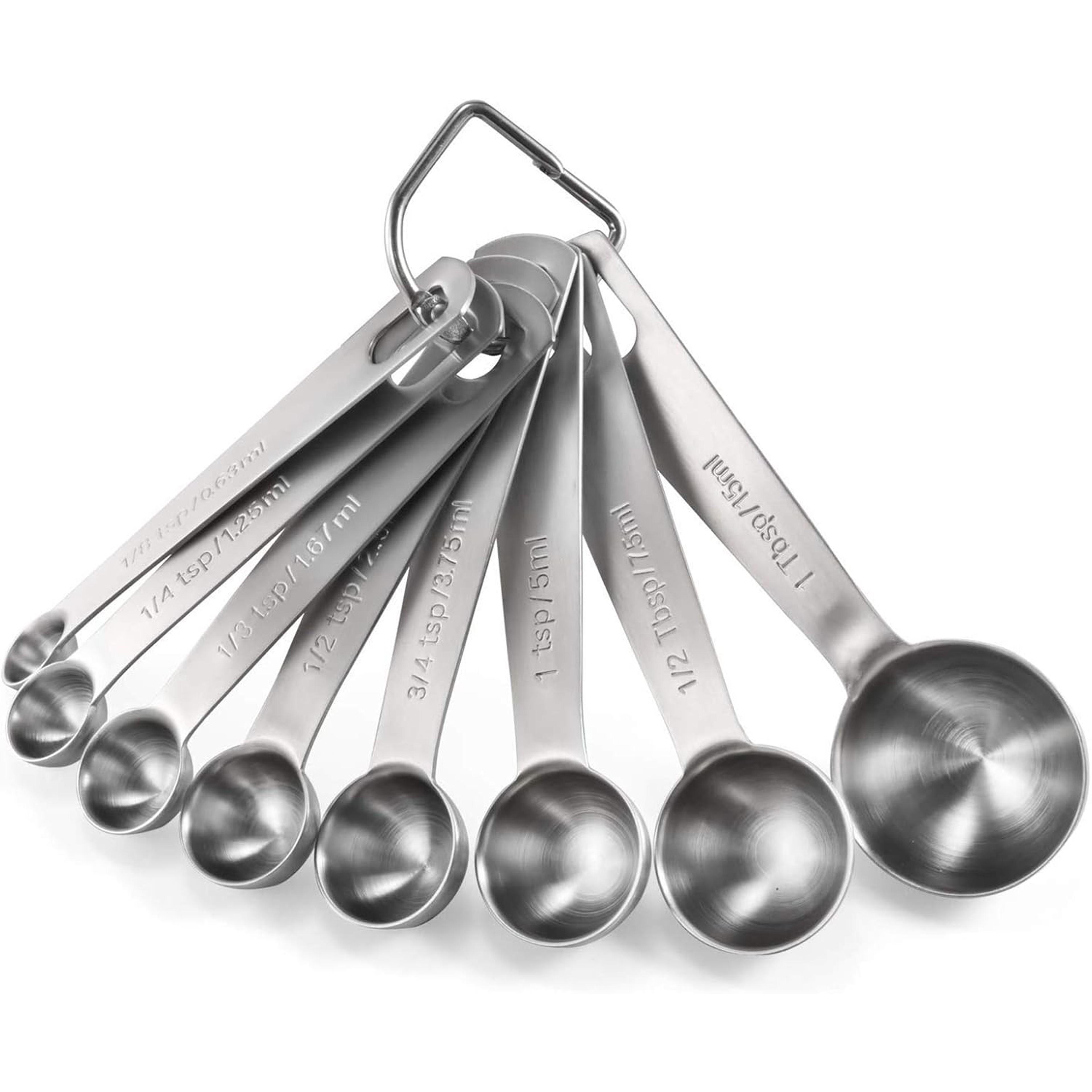 stainless steel measuring spoons 8 piece set for cooking and baking