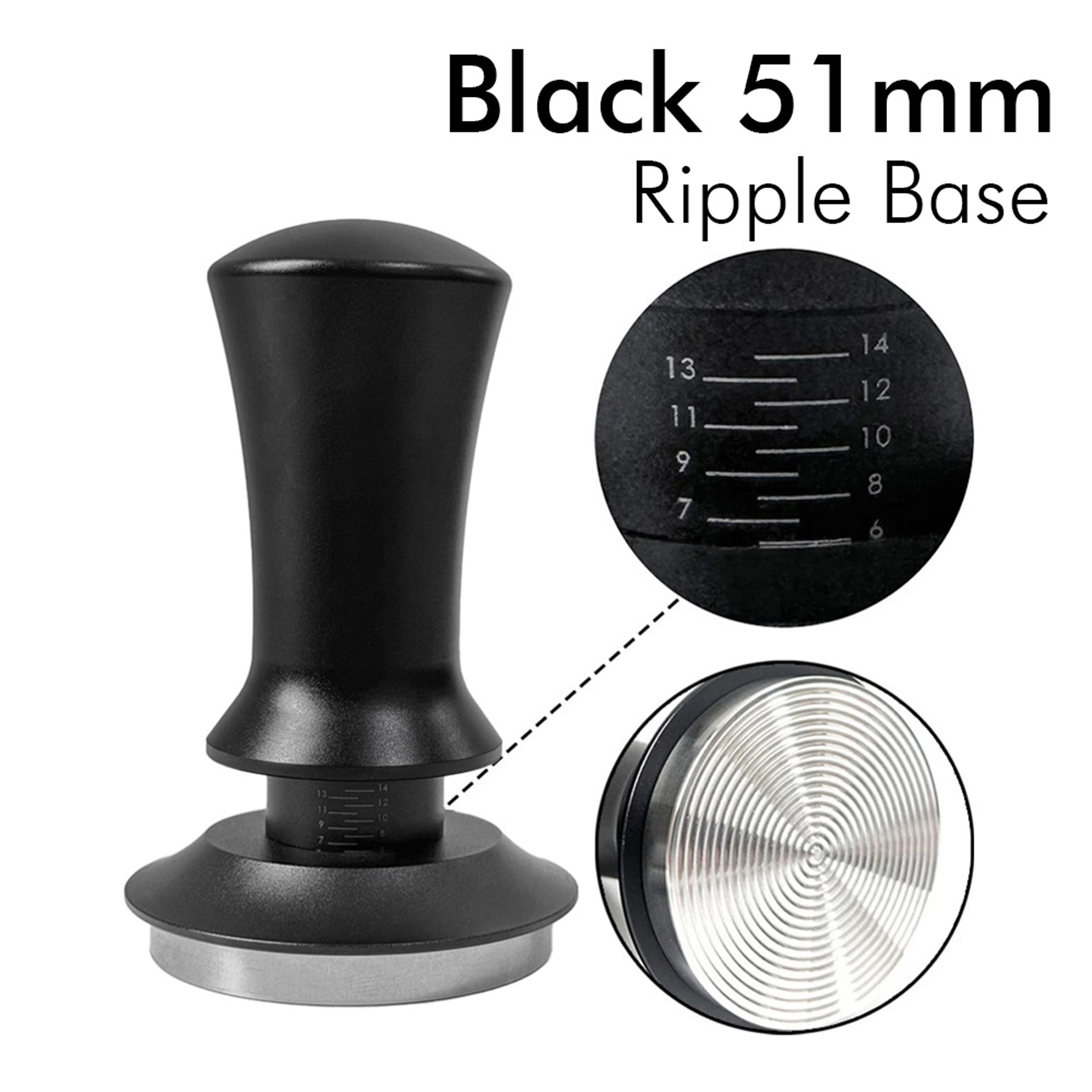 spring loaded espresso tamper with ripple base and 15 lb constant pressure