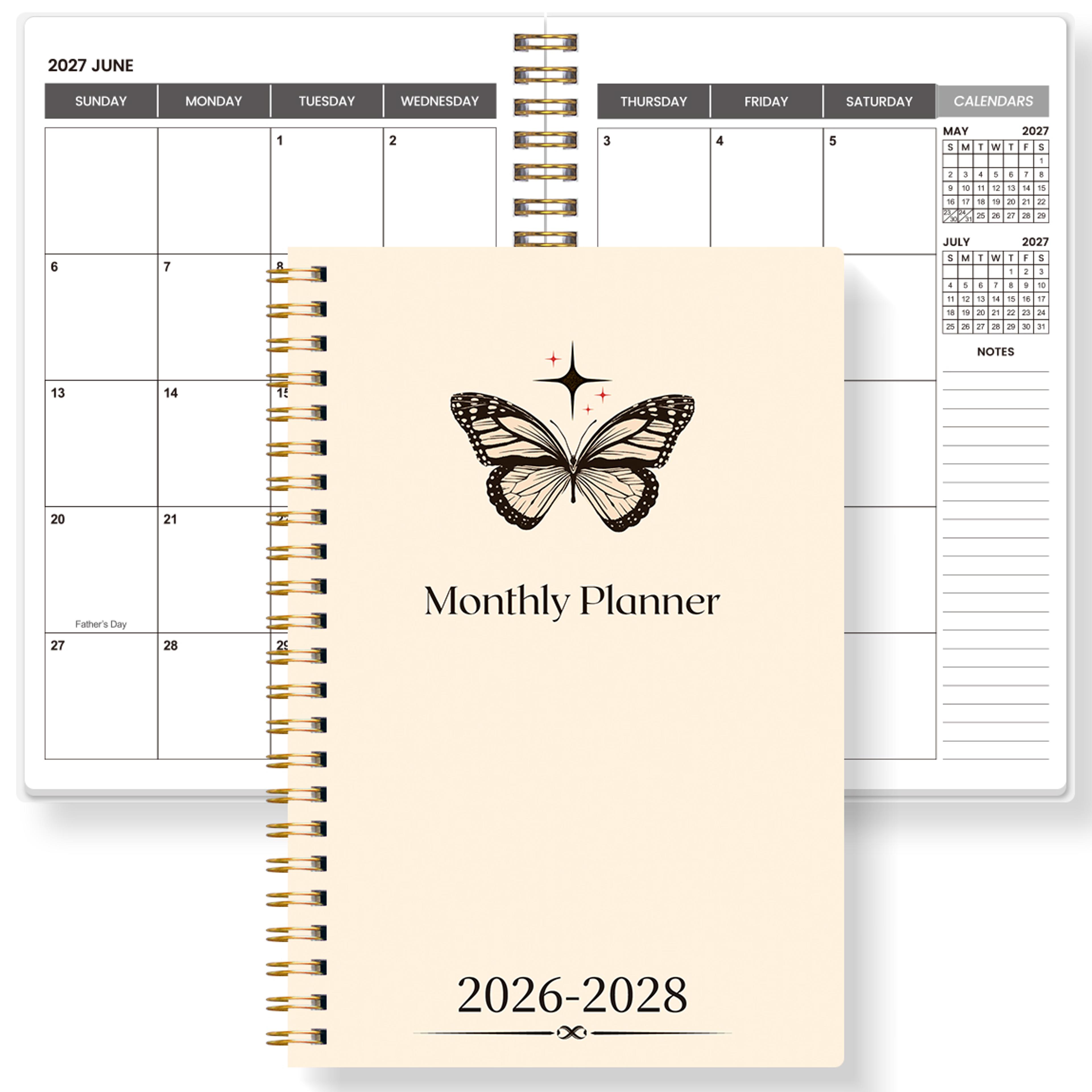 2026-2027 a5 weekly monthly planner spiral organizer with calendar and notes