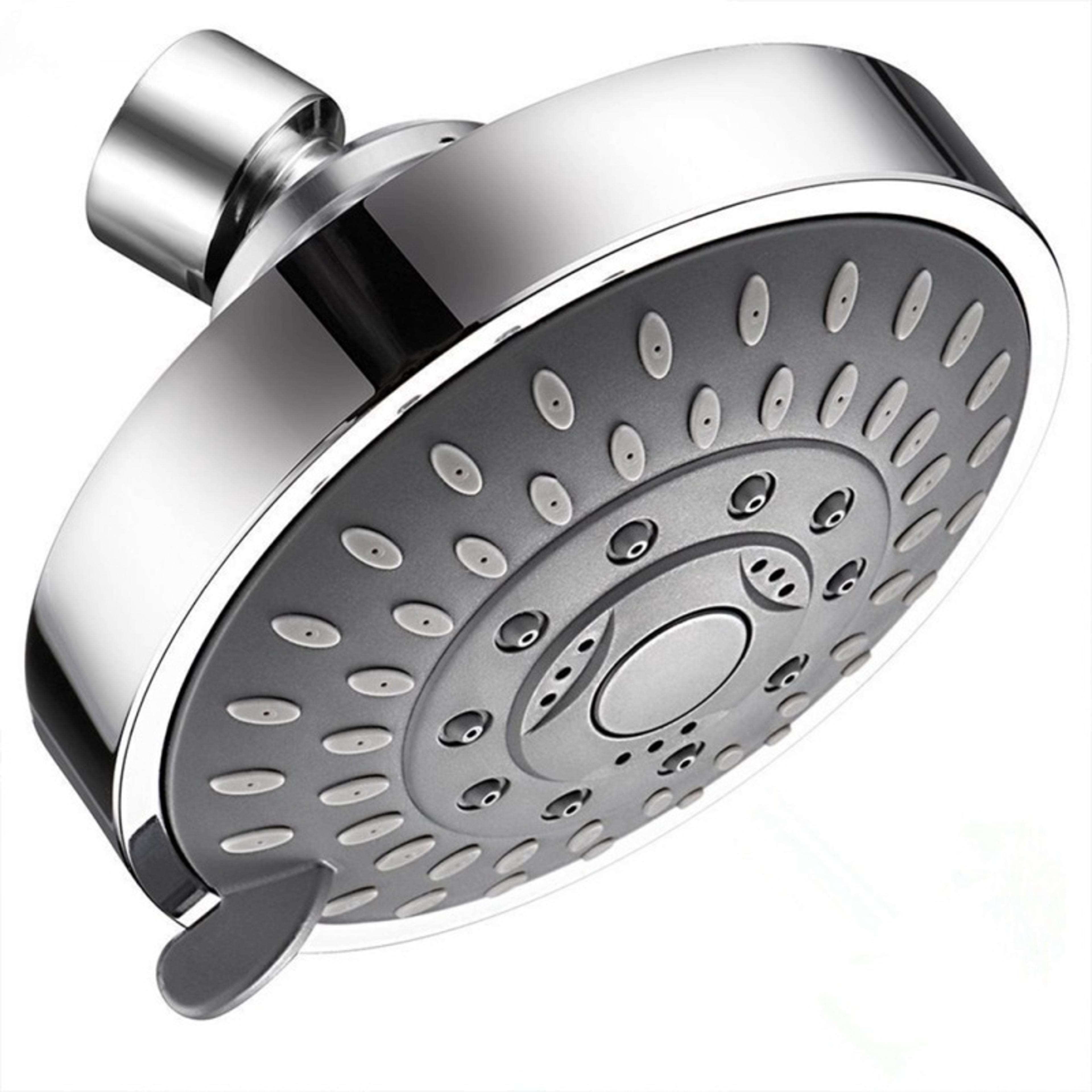 4 inch high pressure shower head with 5 spray modes chrome finish wall mounted