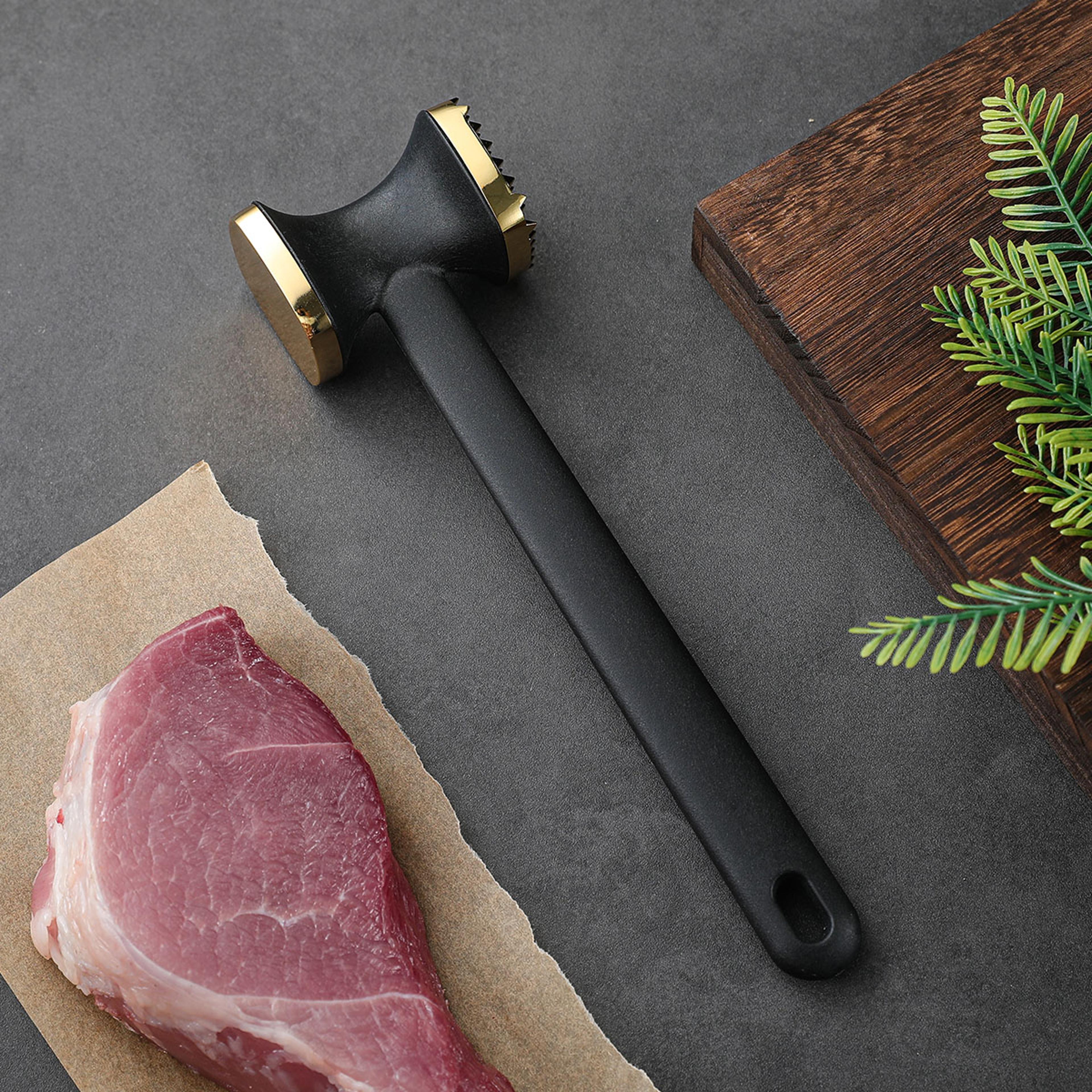 double sided zinc alloy meat tenderizer hammer with comfortable plastic handle