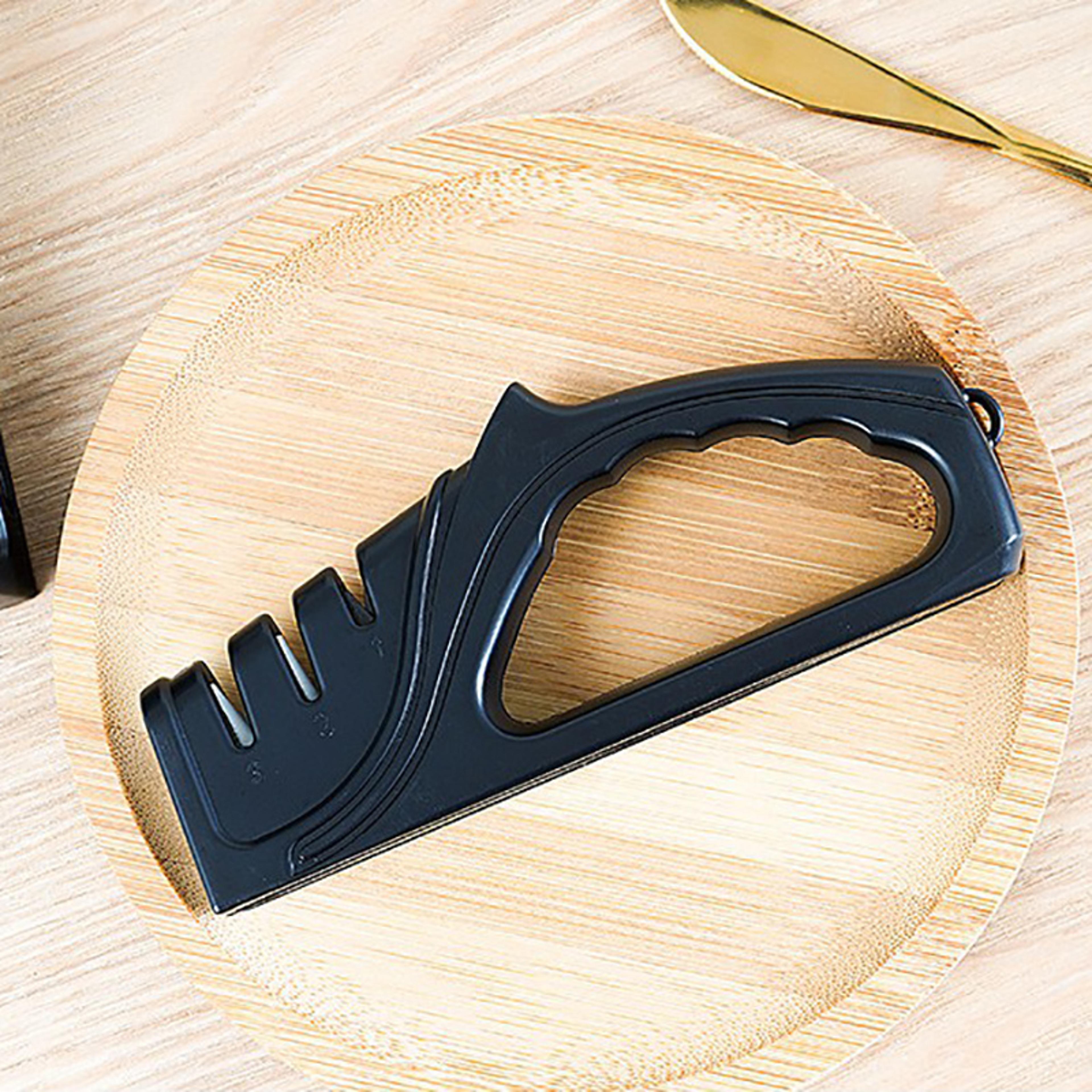 multifunctional kitchen knife sharpener with 4 sharpening segments and non-slip base