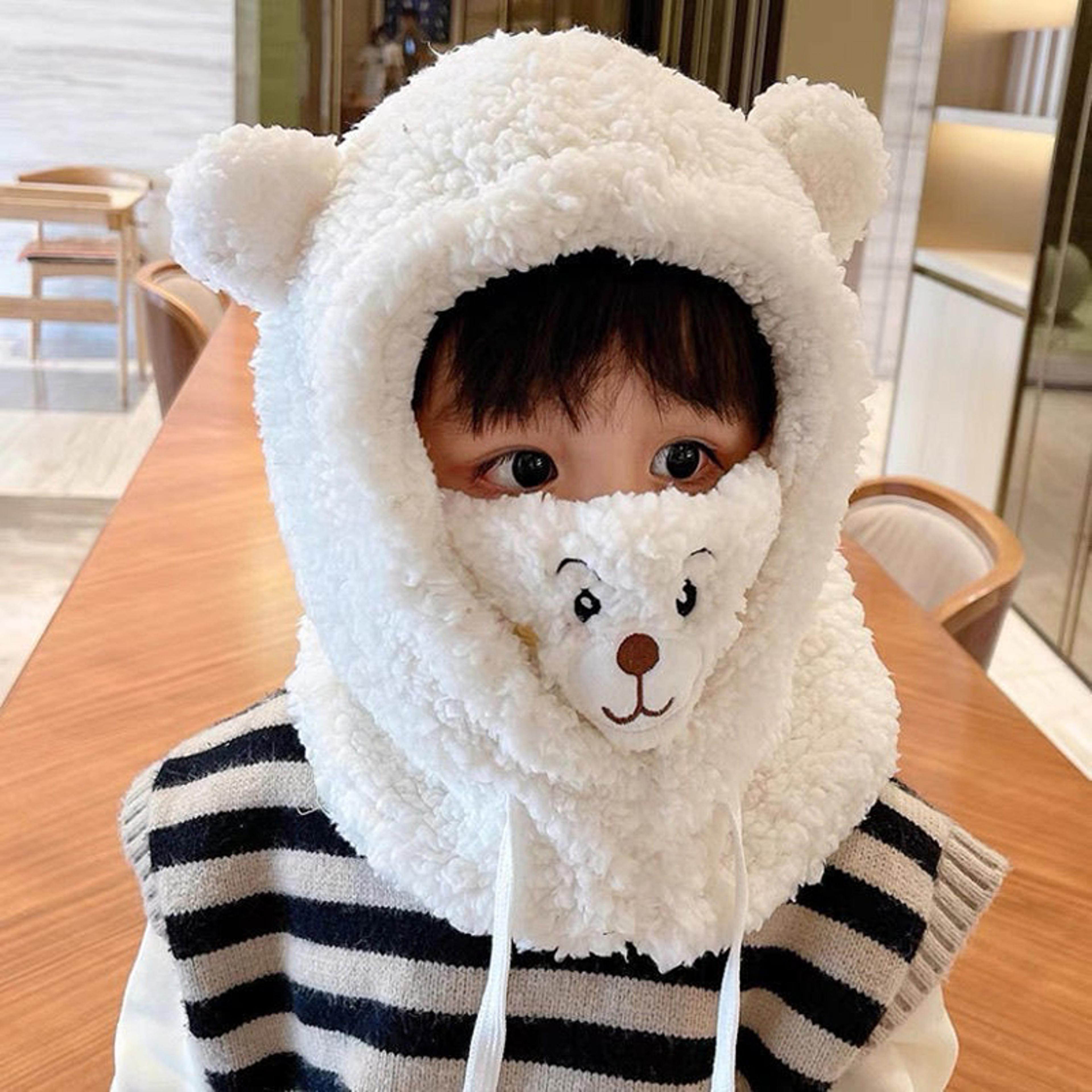 baby bear winter hat and scarf hood with double fleece warmth