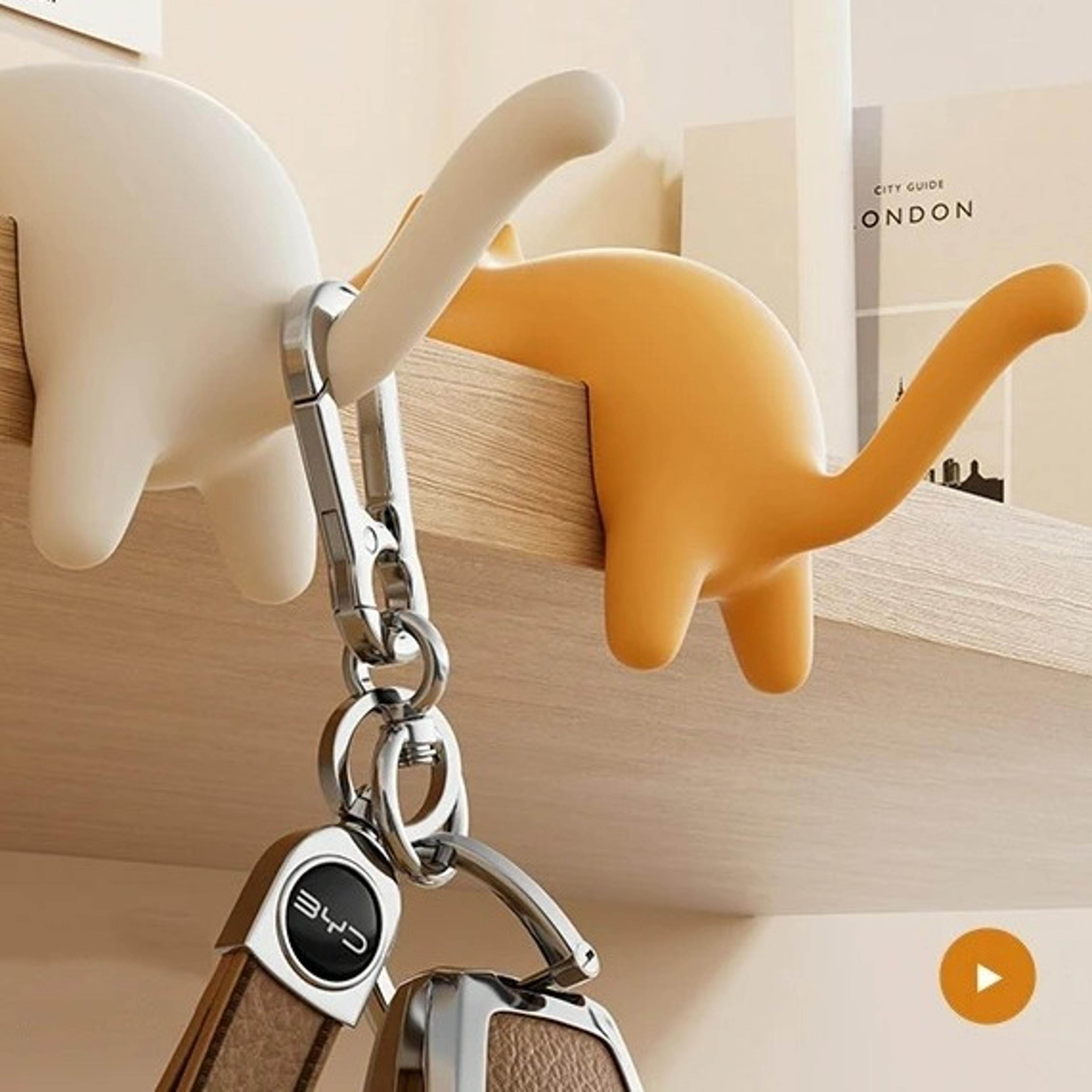 cute cat-shaped desk hooks for keys bags and table edge organization