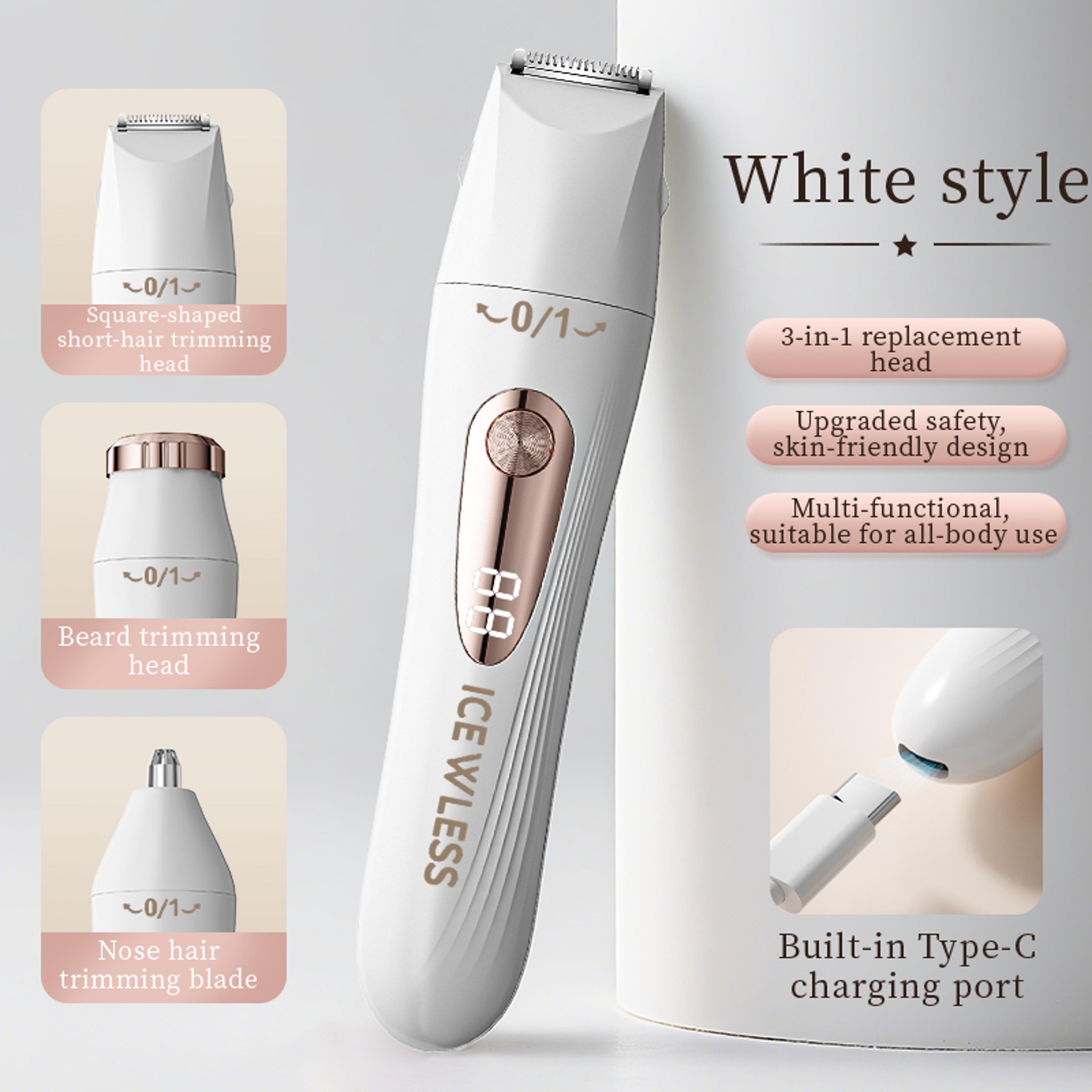 women's 3-in-1 electric shaver and bikini trimmer with rechargeable design