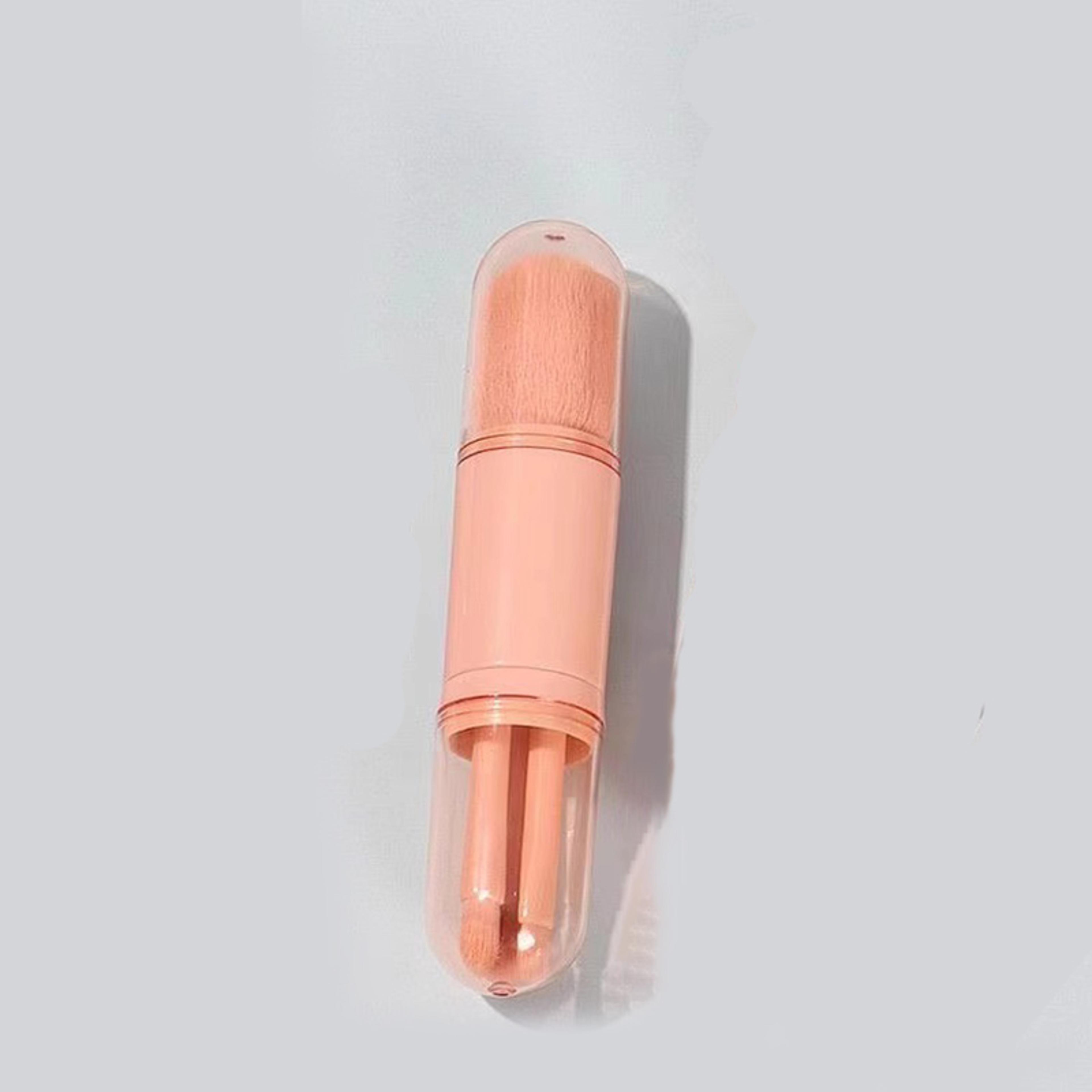 4-in-1 travel makeup brush set with telescopic design and protective cover