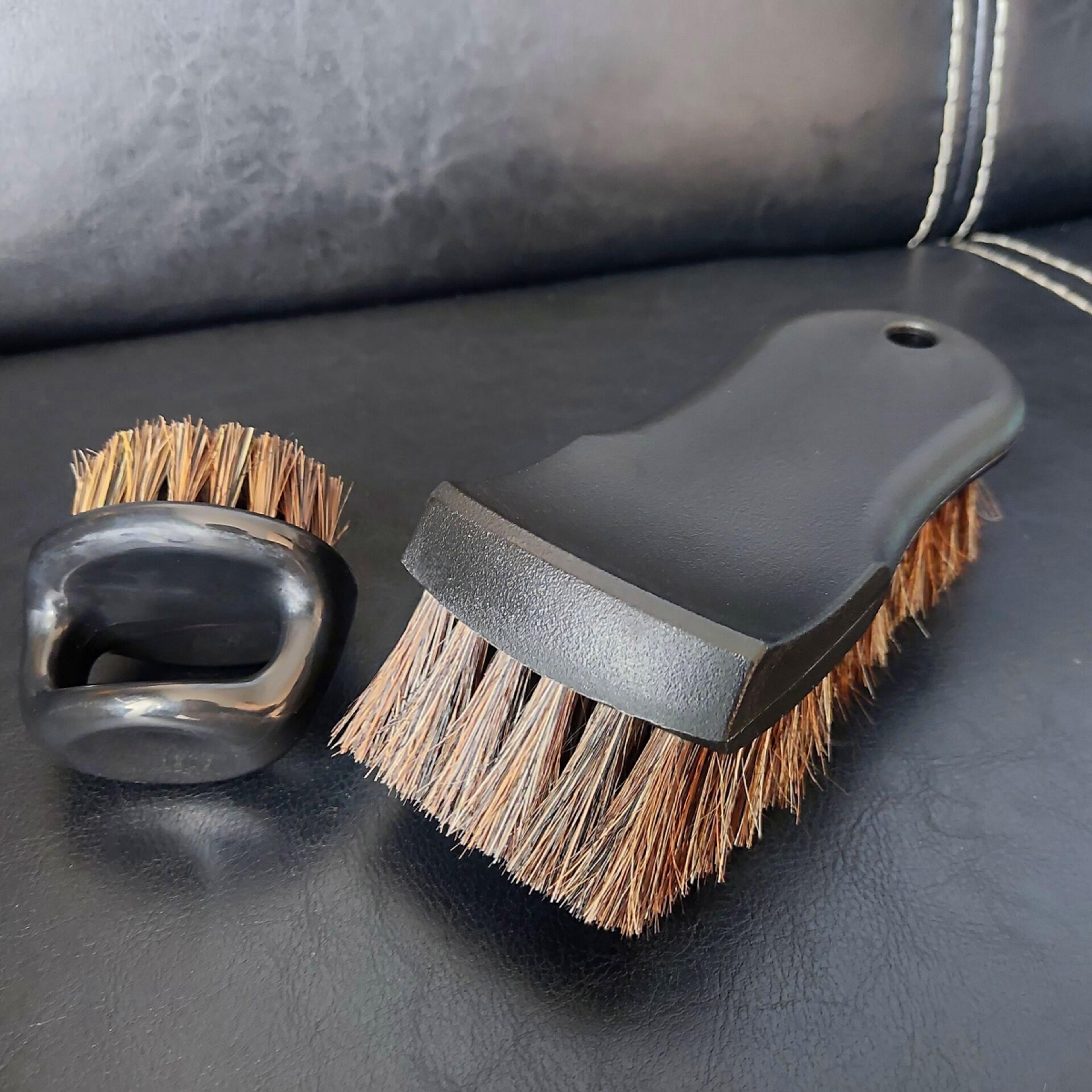 horsehair car leather cleaning brush for auto detailing and upholstery care