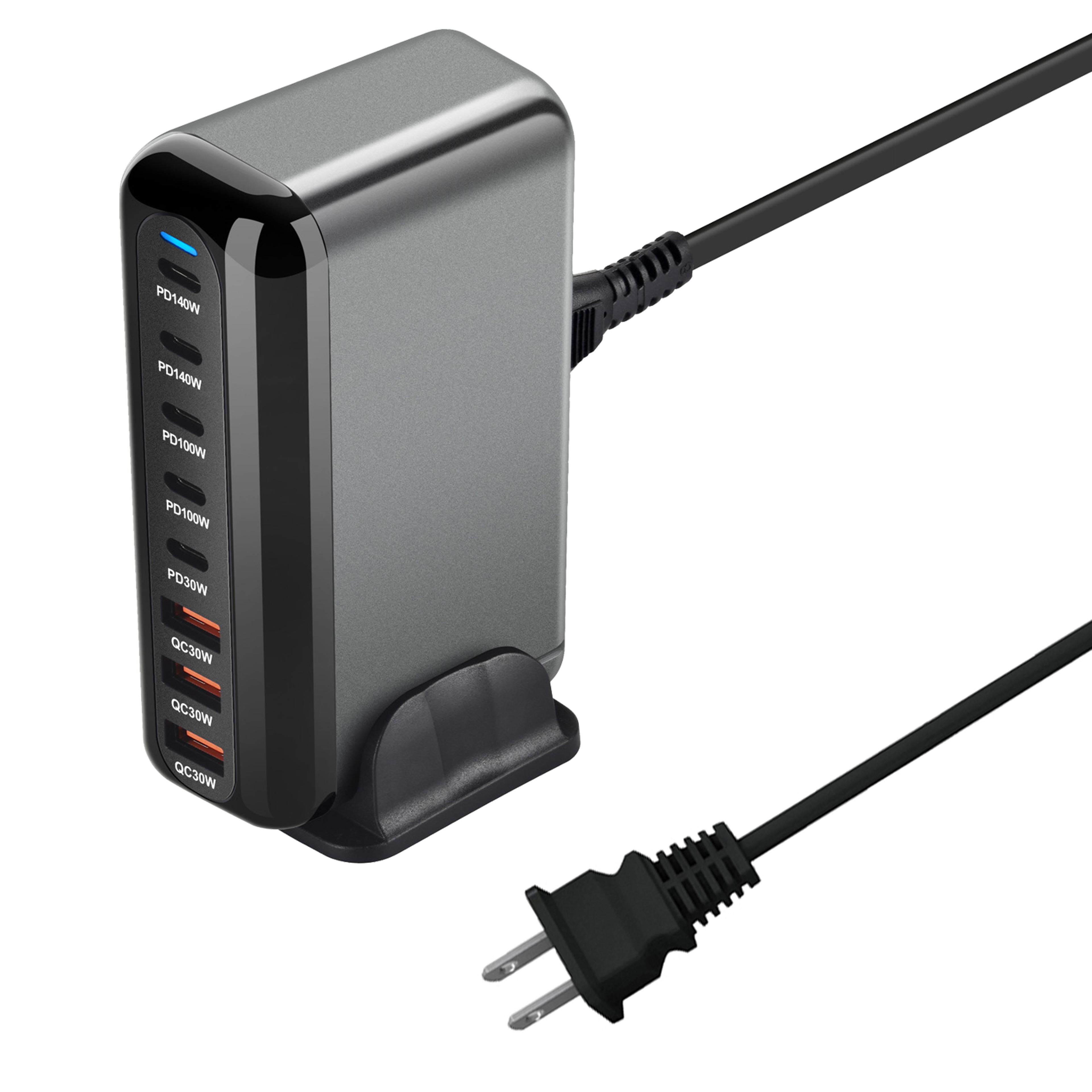 140w gan usb-c fast charging station with 8 ports and usb power delivery