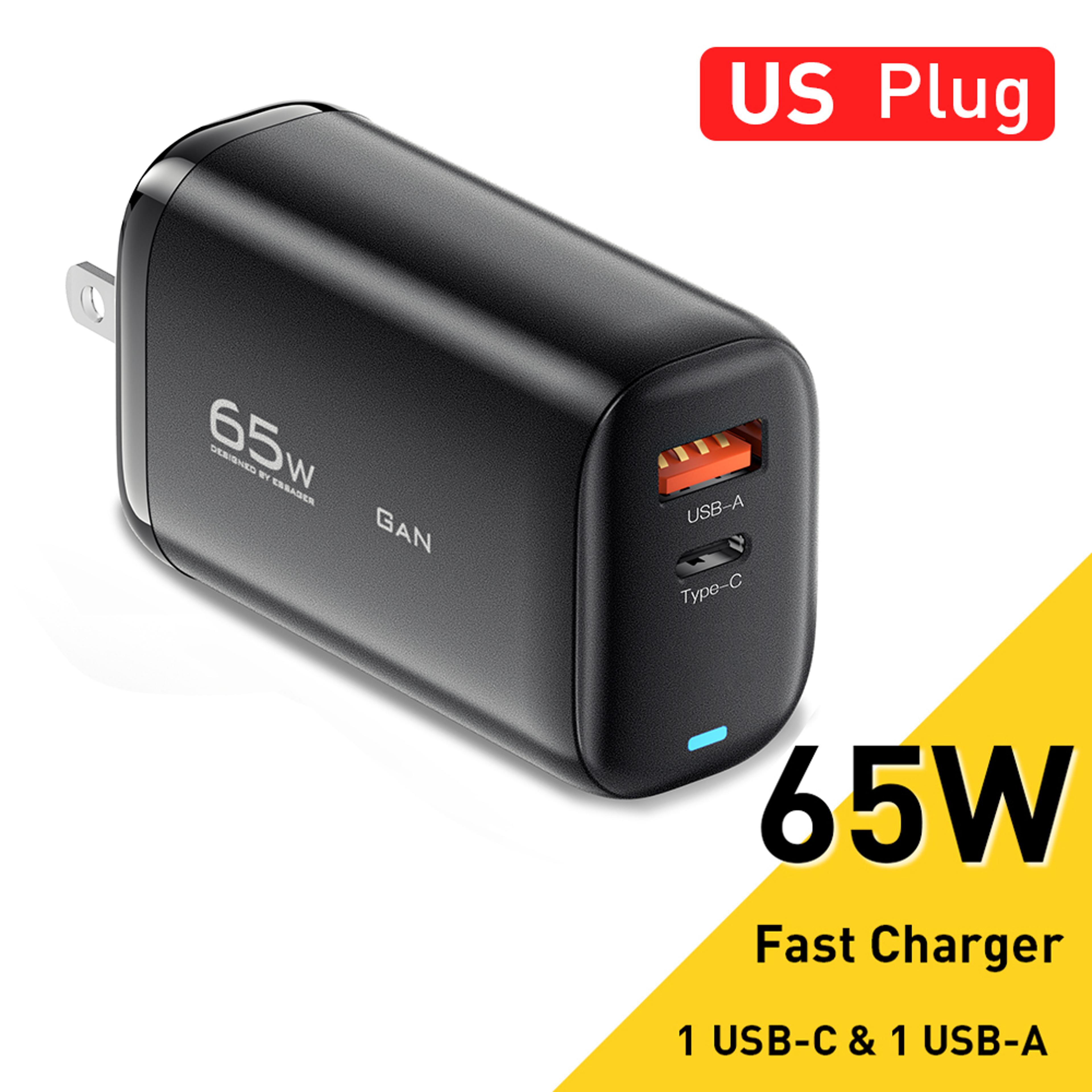 65w gan usb-c fast charger with pps and quick charge for laptops and smartphones