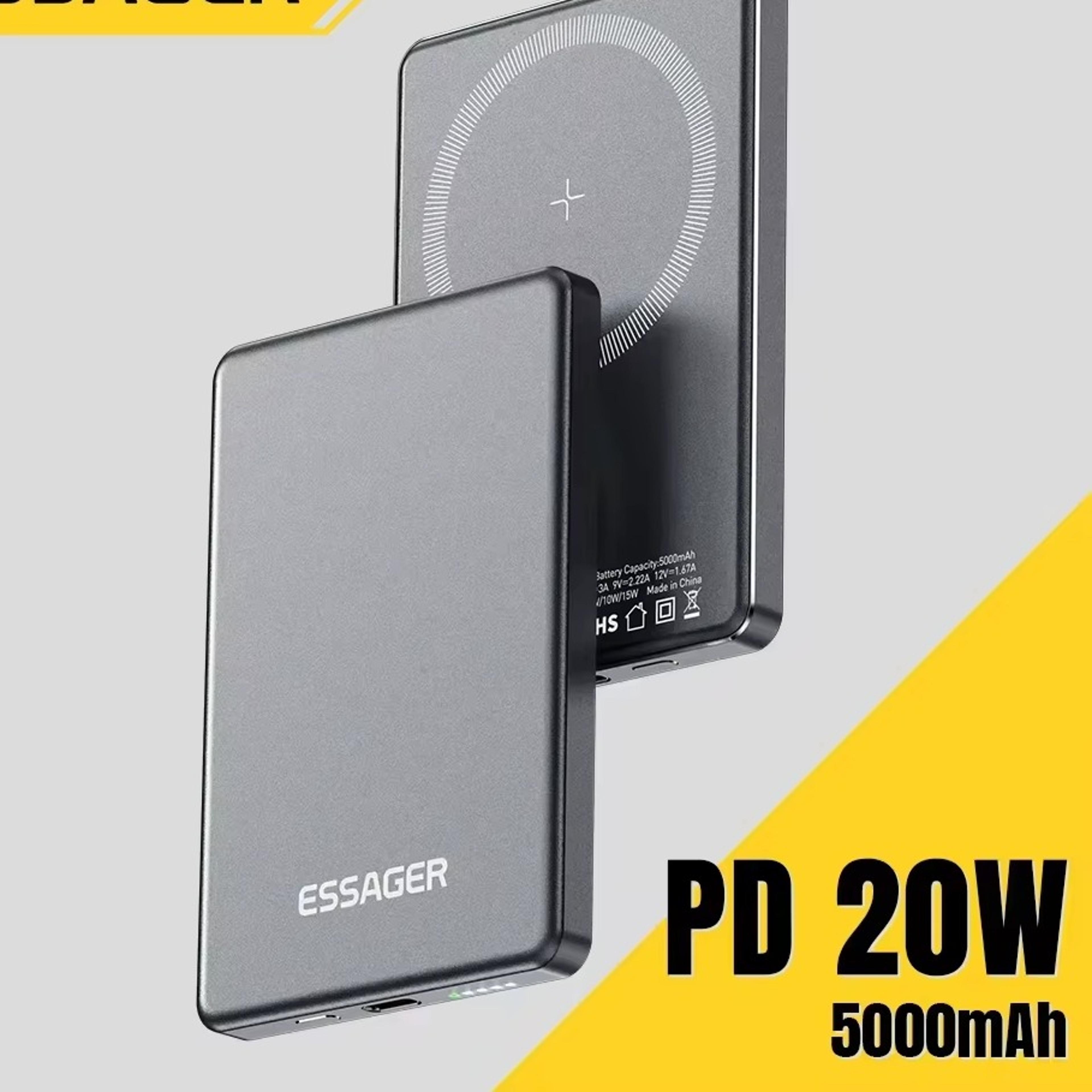 5000mah magnetic wireless power bank with 20w usb-c fast charging for iphone