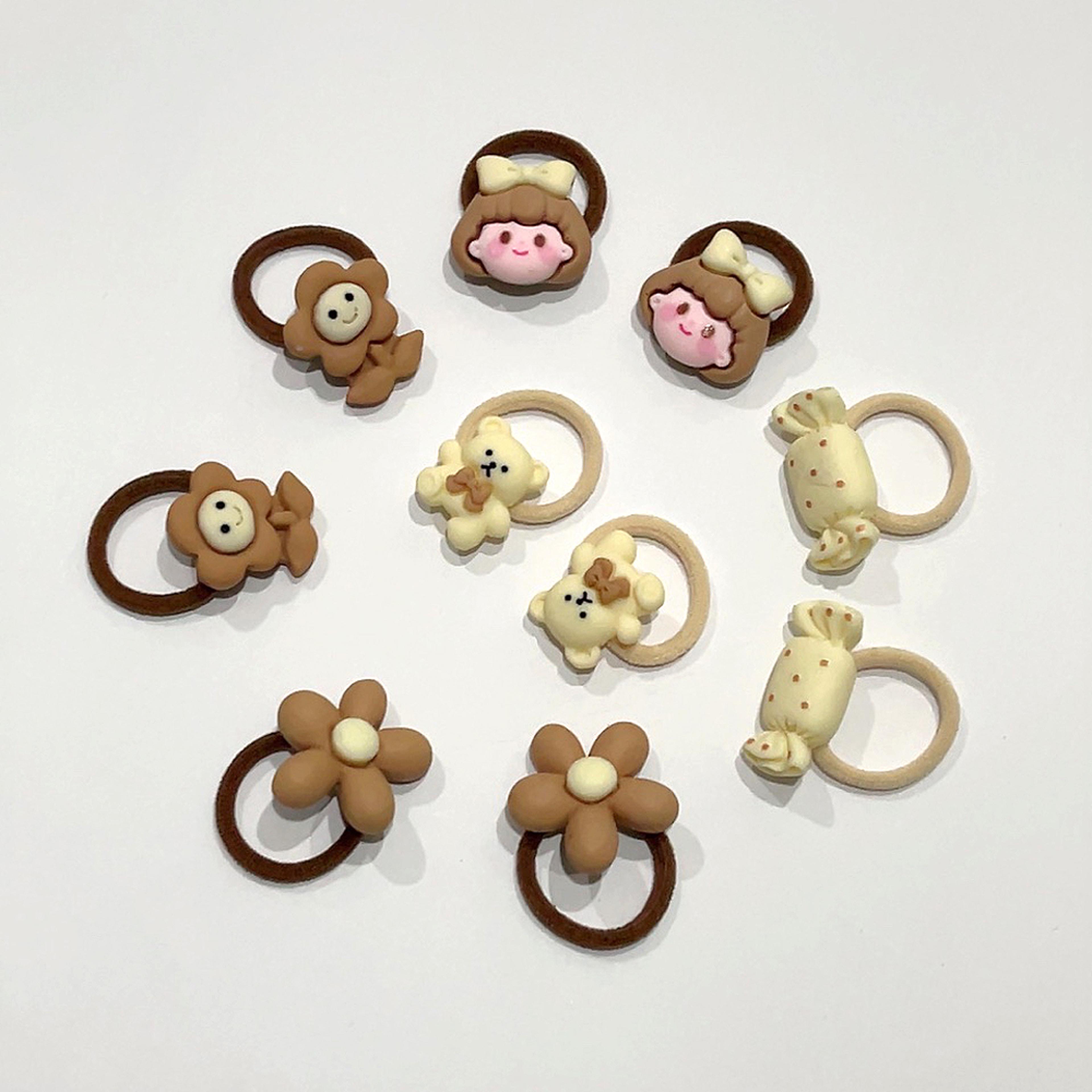 10-piece girls hair ties set – cute cartoon animal and flower elastic hair bands