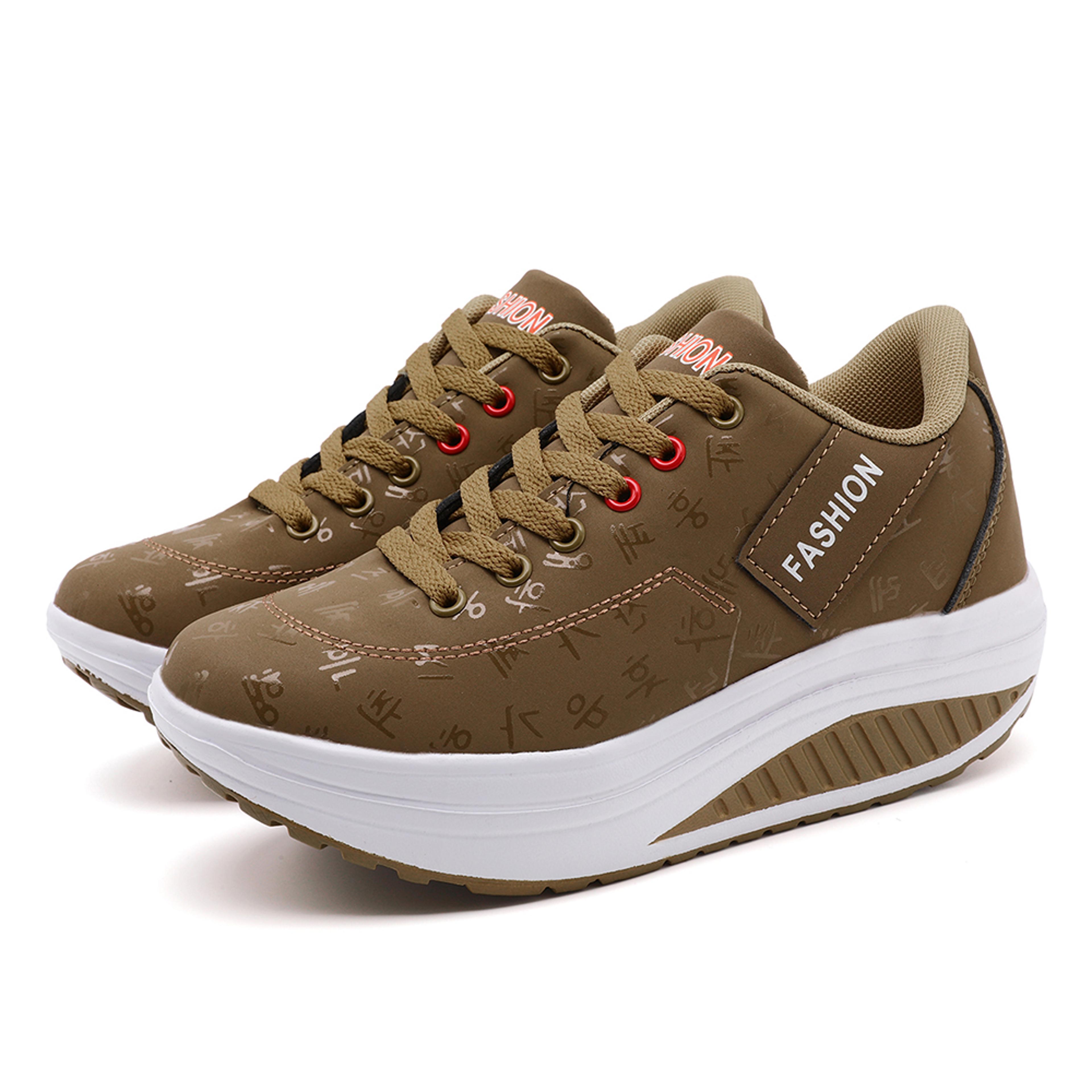 women's wedge sneakers – breathable lace-up casual shoes with thick soles