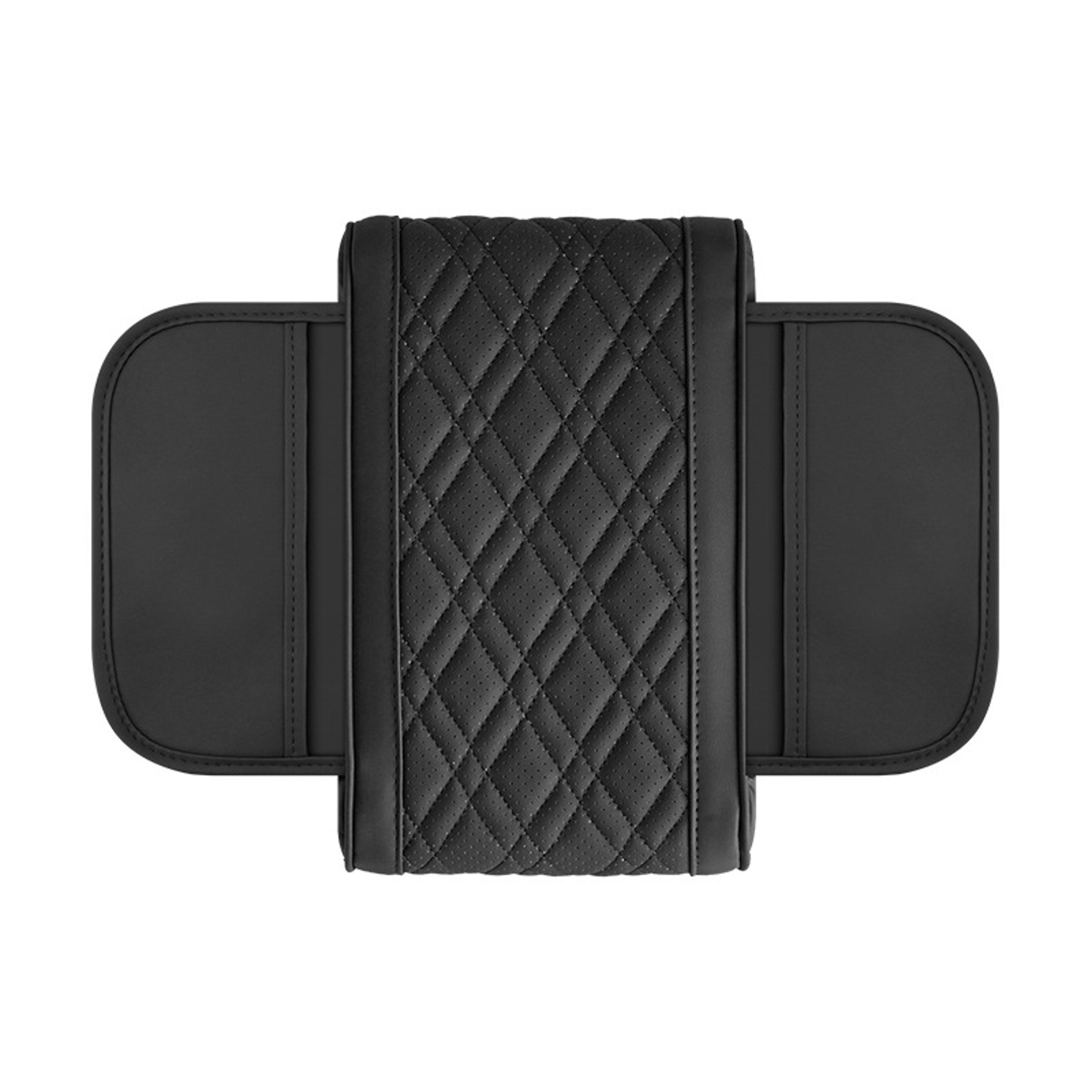 universal car armrest cushion – leather center console pad with side storage pocket