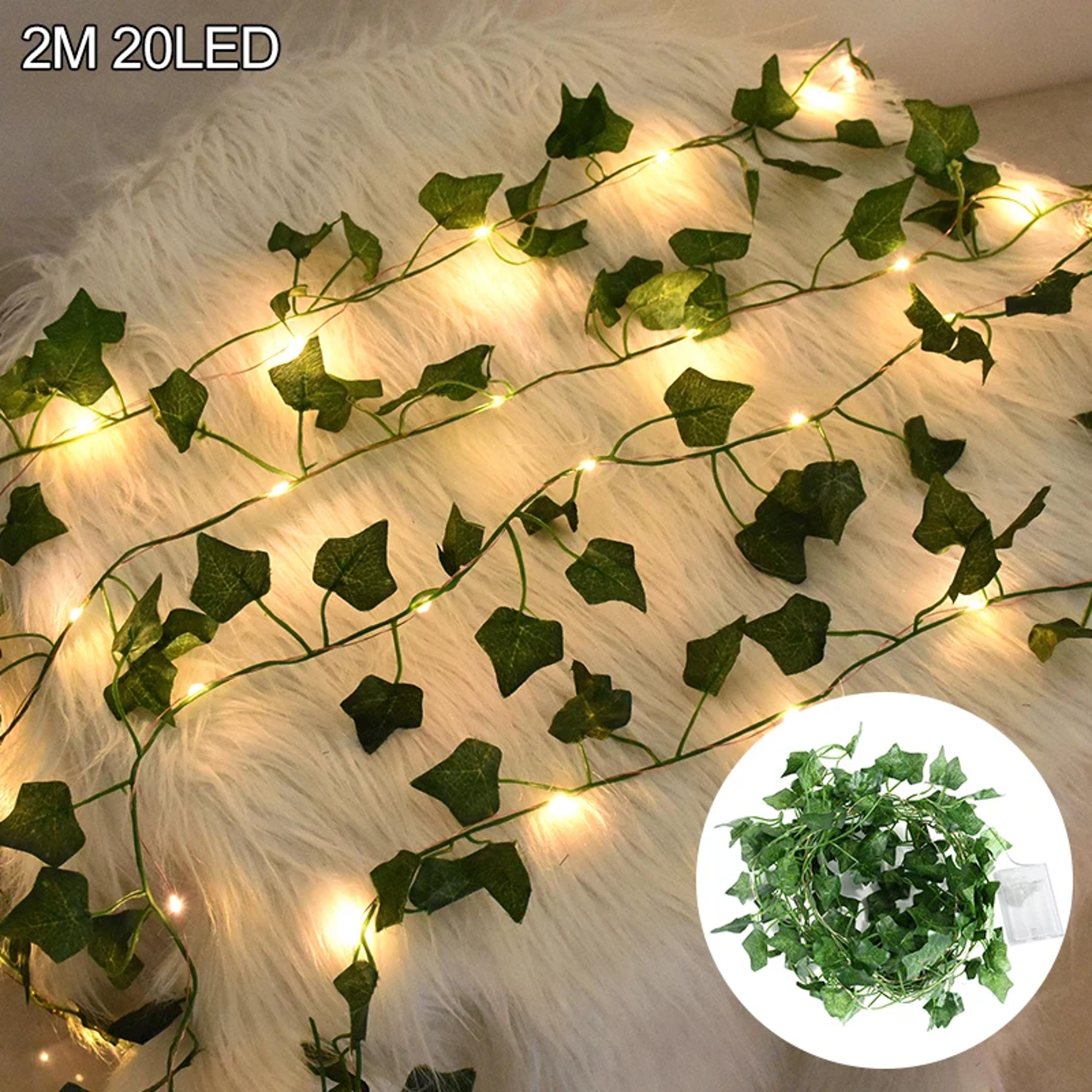 artificial ivy vine led string lights – green leaf hanging garland for home and wedding decor