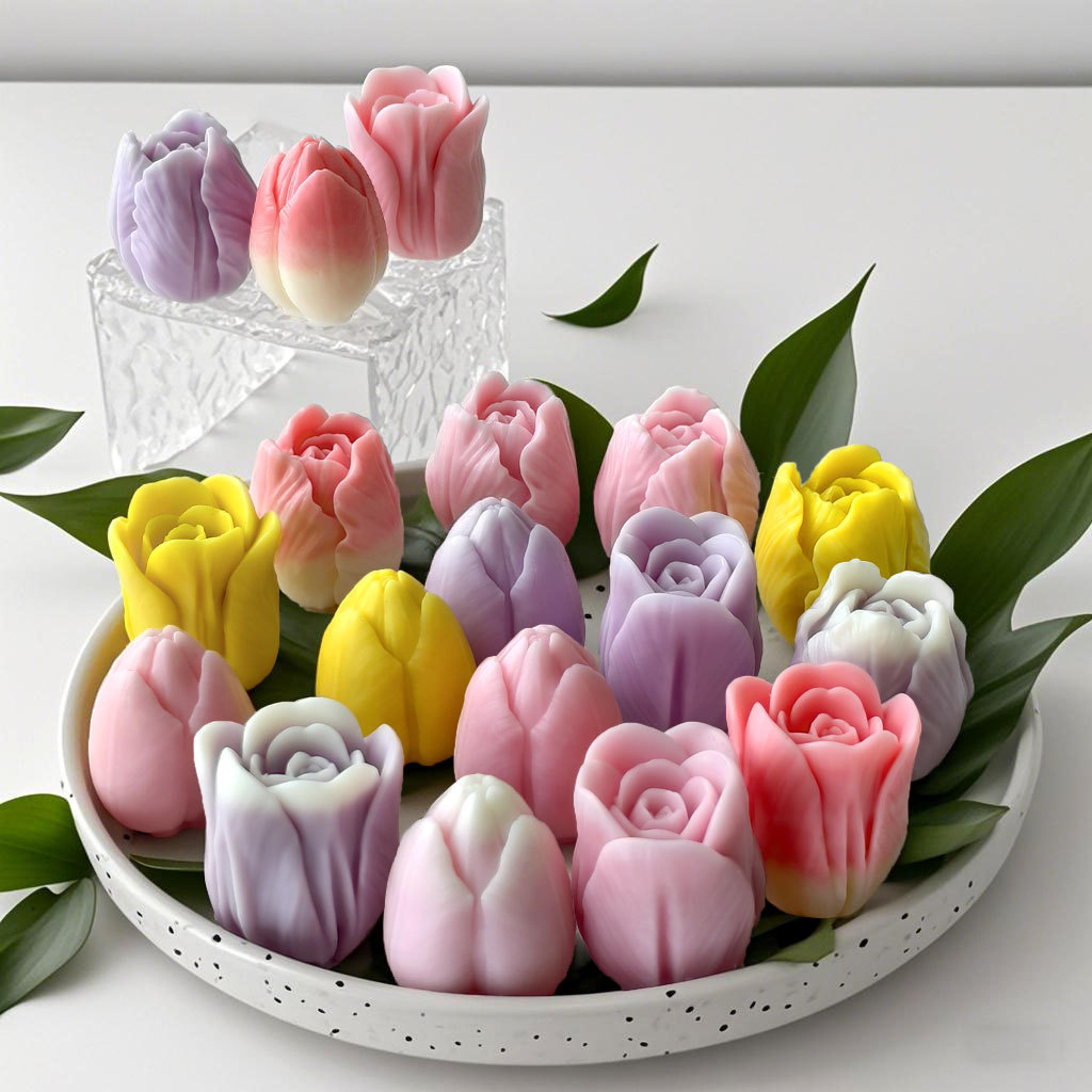 tulip flower silicone mold for diy candle making resin crafts and chocolate