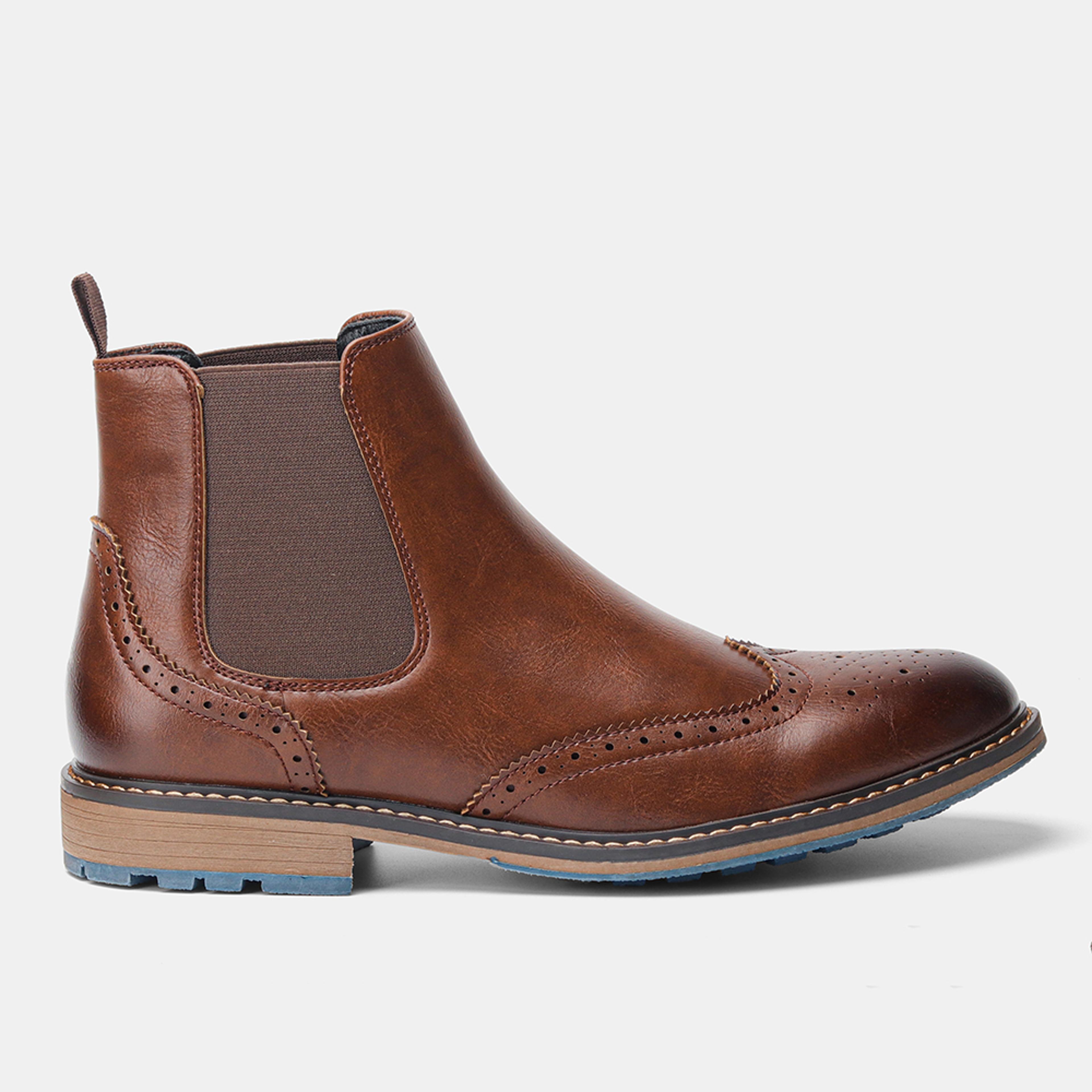 men's chelsea boots with bonded leather upper and elastic band closure