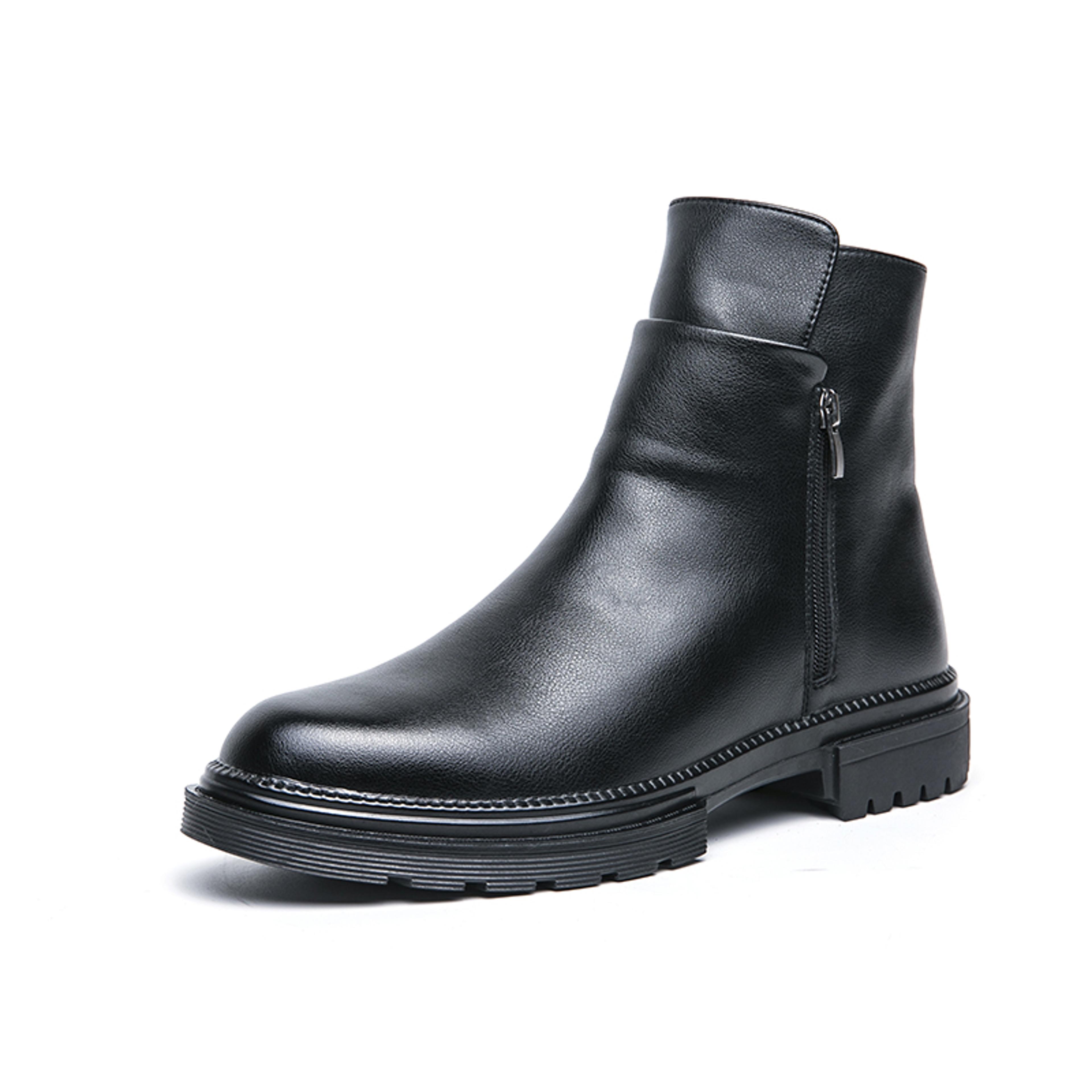 men's waterproof leather chelsea boots with zipper closure and low heel