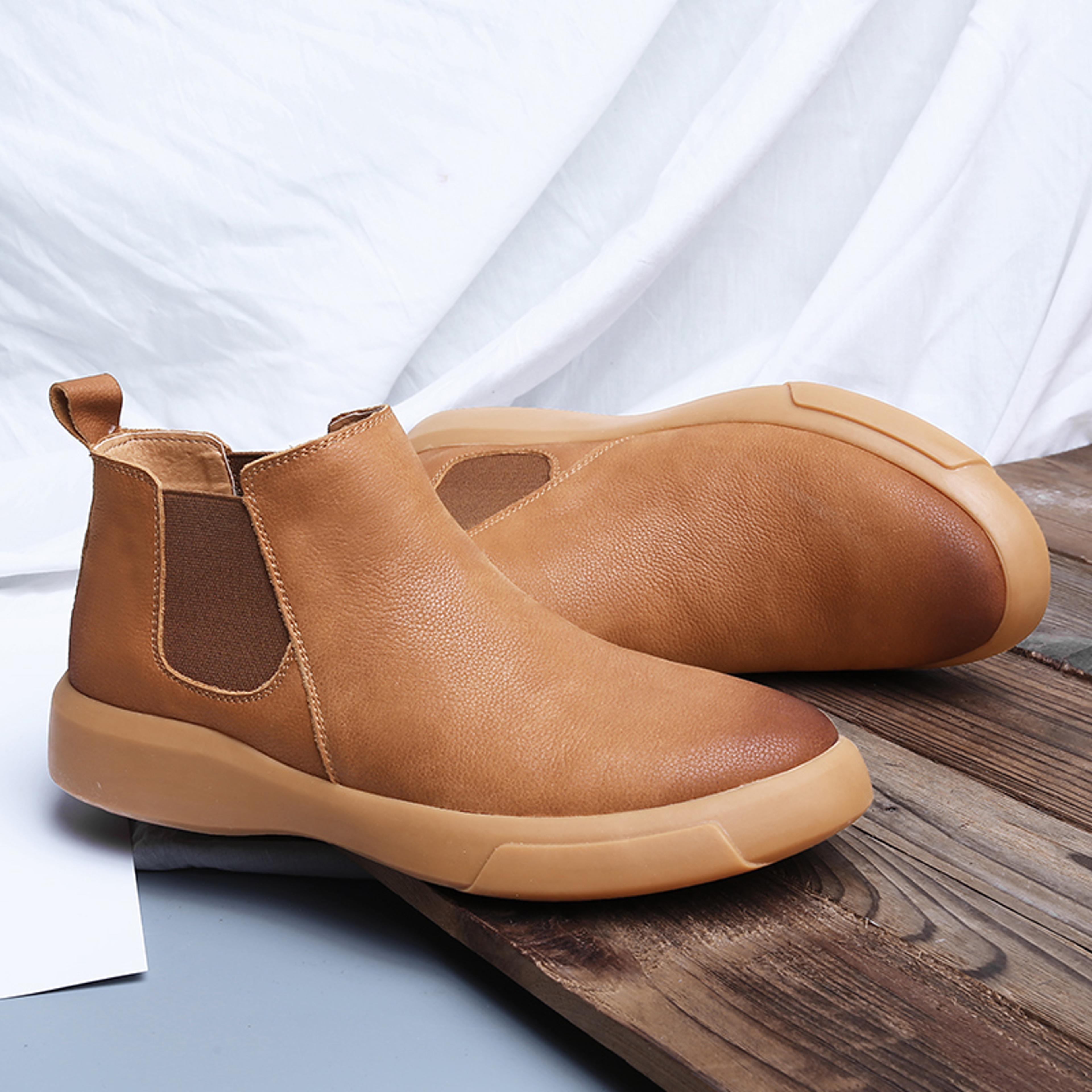 men's genuine leather chelsea boots – waterproof fur-lined winter ankle boots