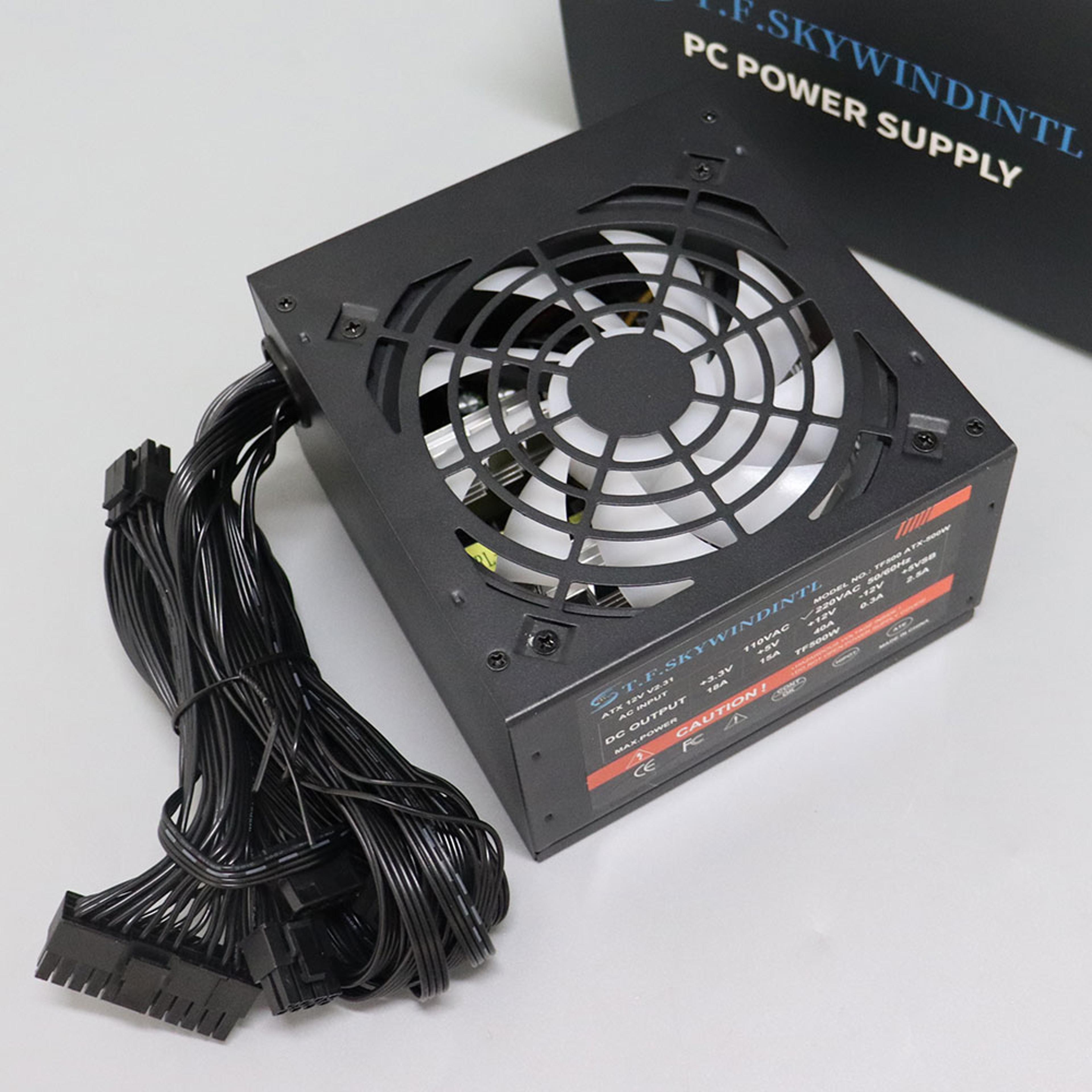 500w atx power supply for desktop pc with 20+4 pin connector and cooling fan