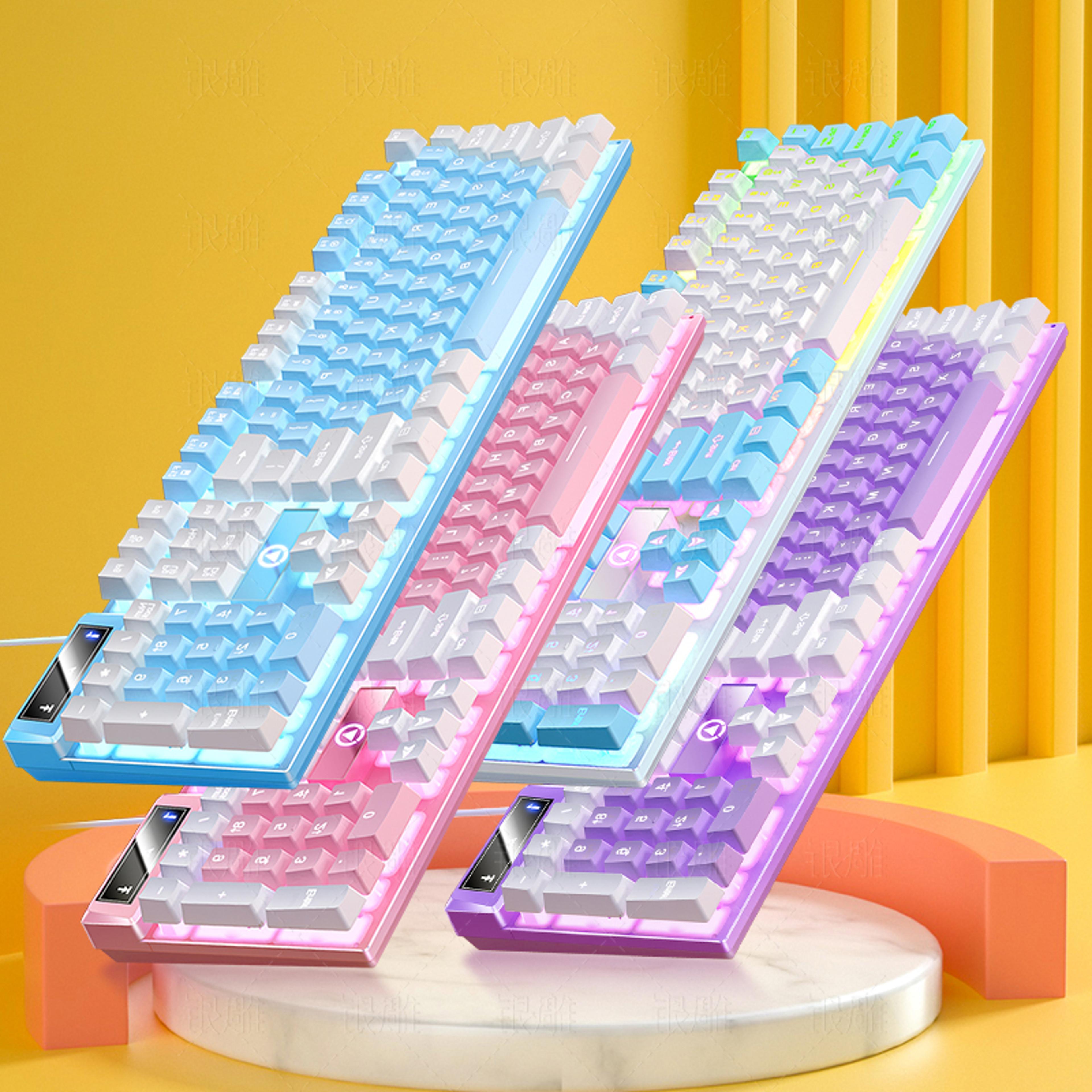 wired gaming keyboard with 104 keys and backlit usb membrane design