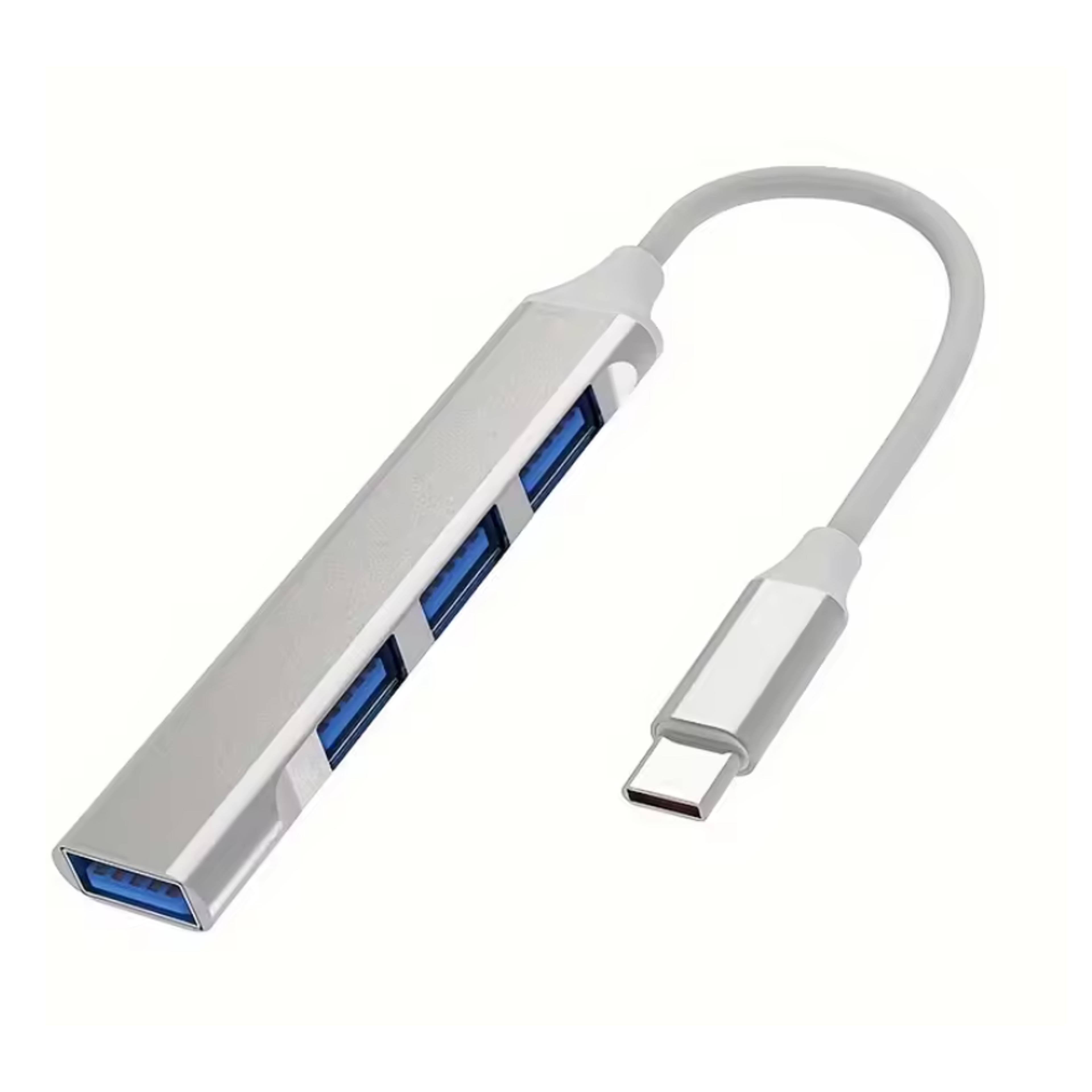 4-port usb-c hub adapter with usb-a and card reader connectivity