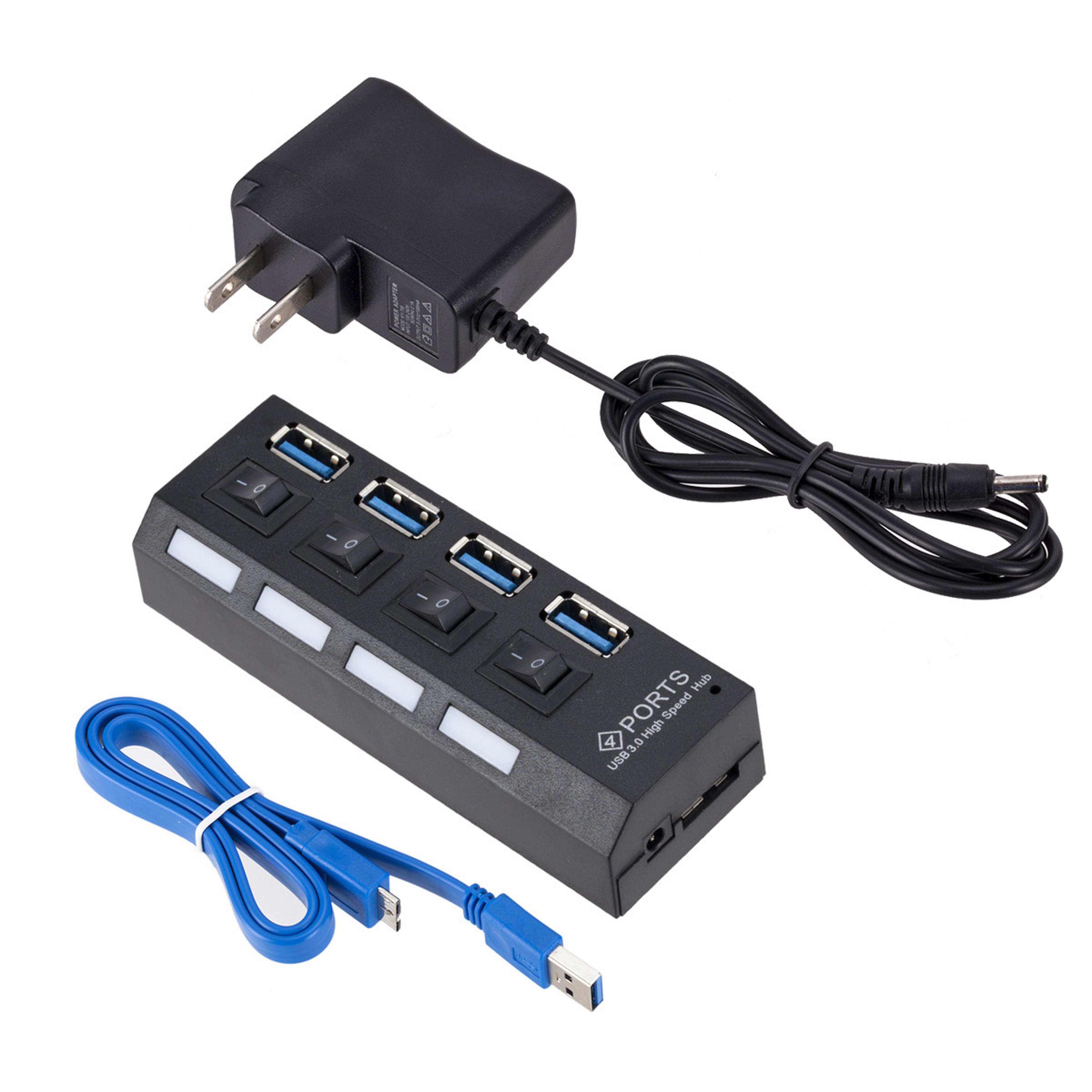 usb 3.0 hub with 4 or 7 ports – multiport usb splitter with power adapter and switch