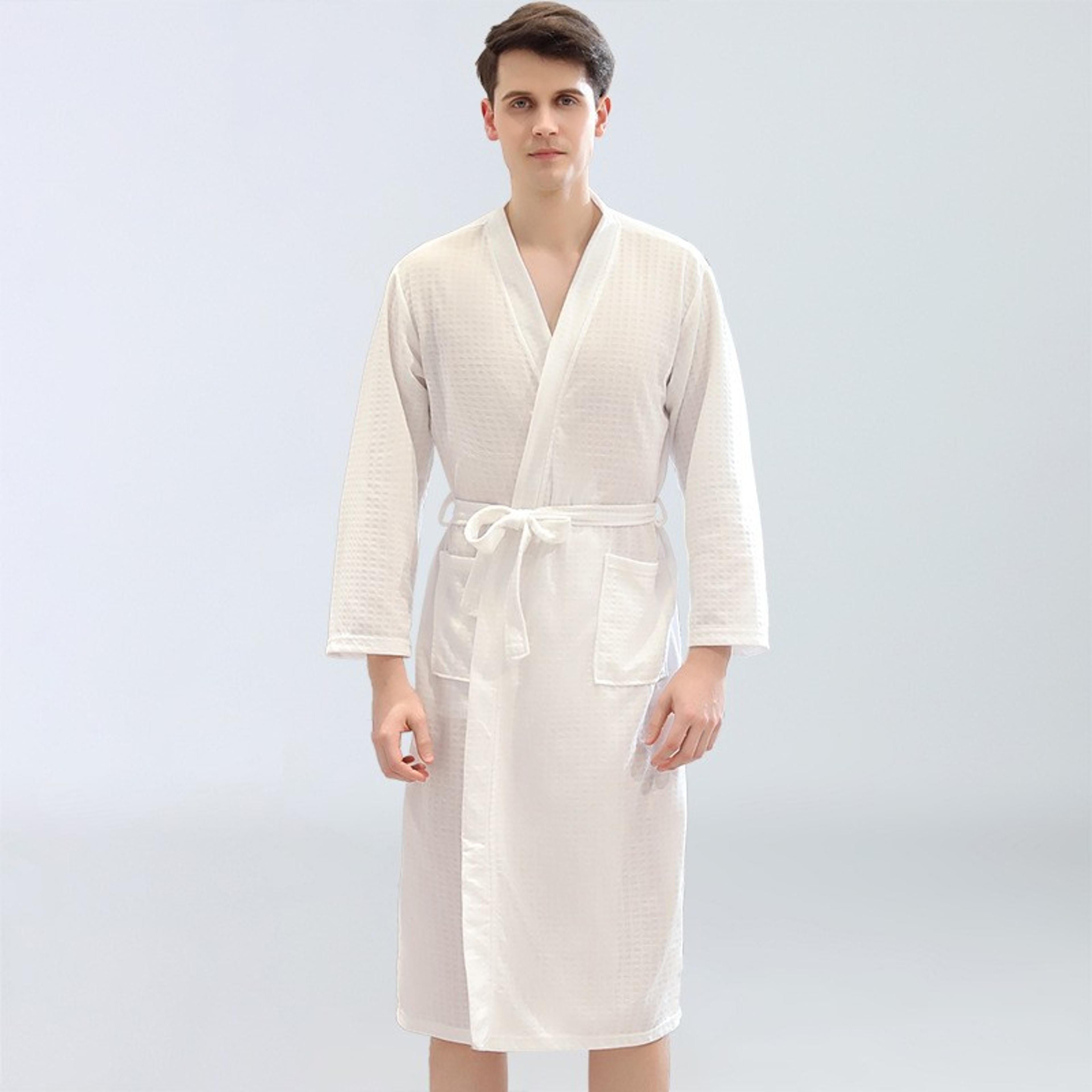 waffle bathrobe for men and women – lightweight quick-drying polyester sauna robe