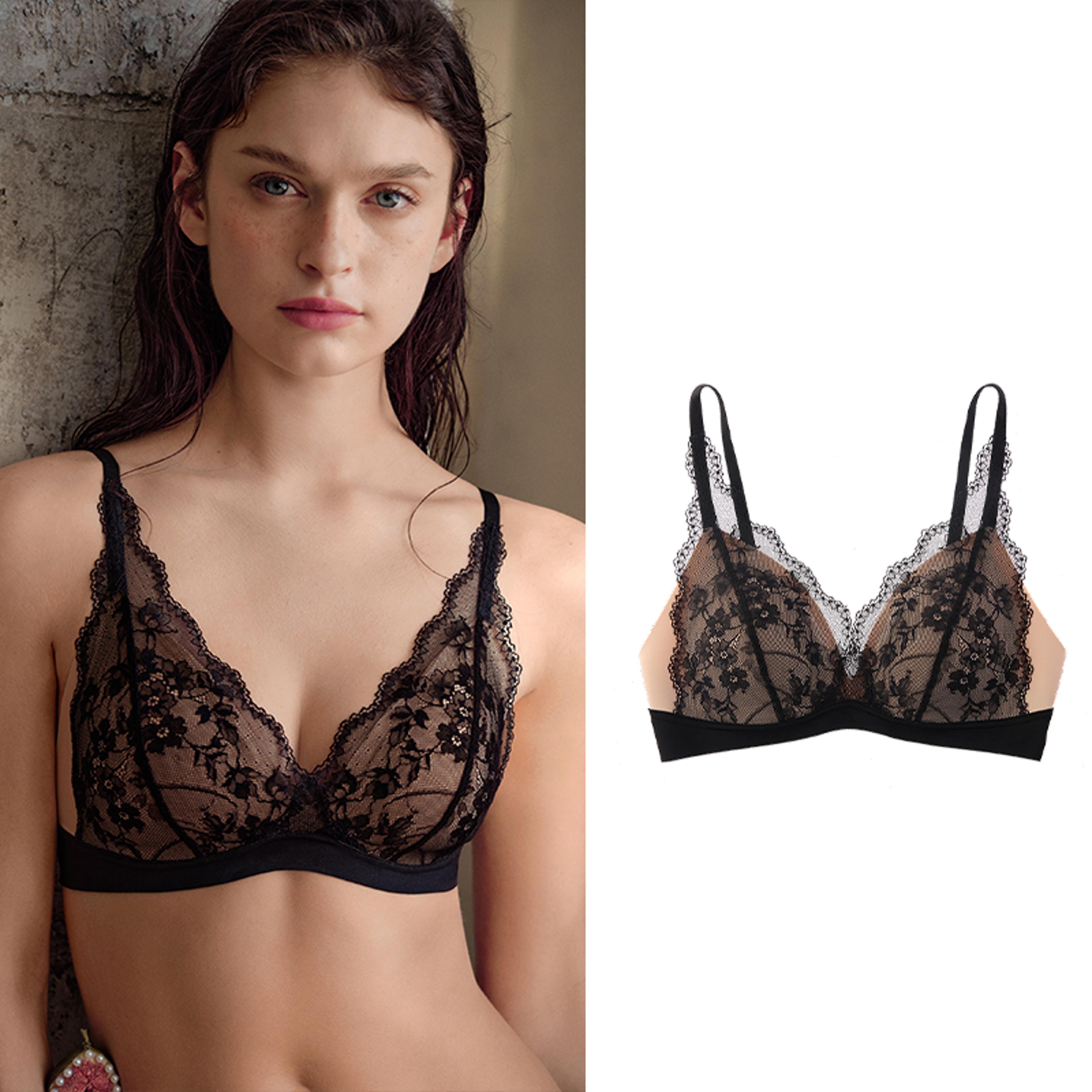 wireless push up lace bra for women – deep v plunge bralette with adjustable straps