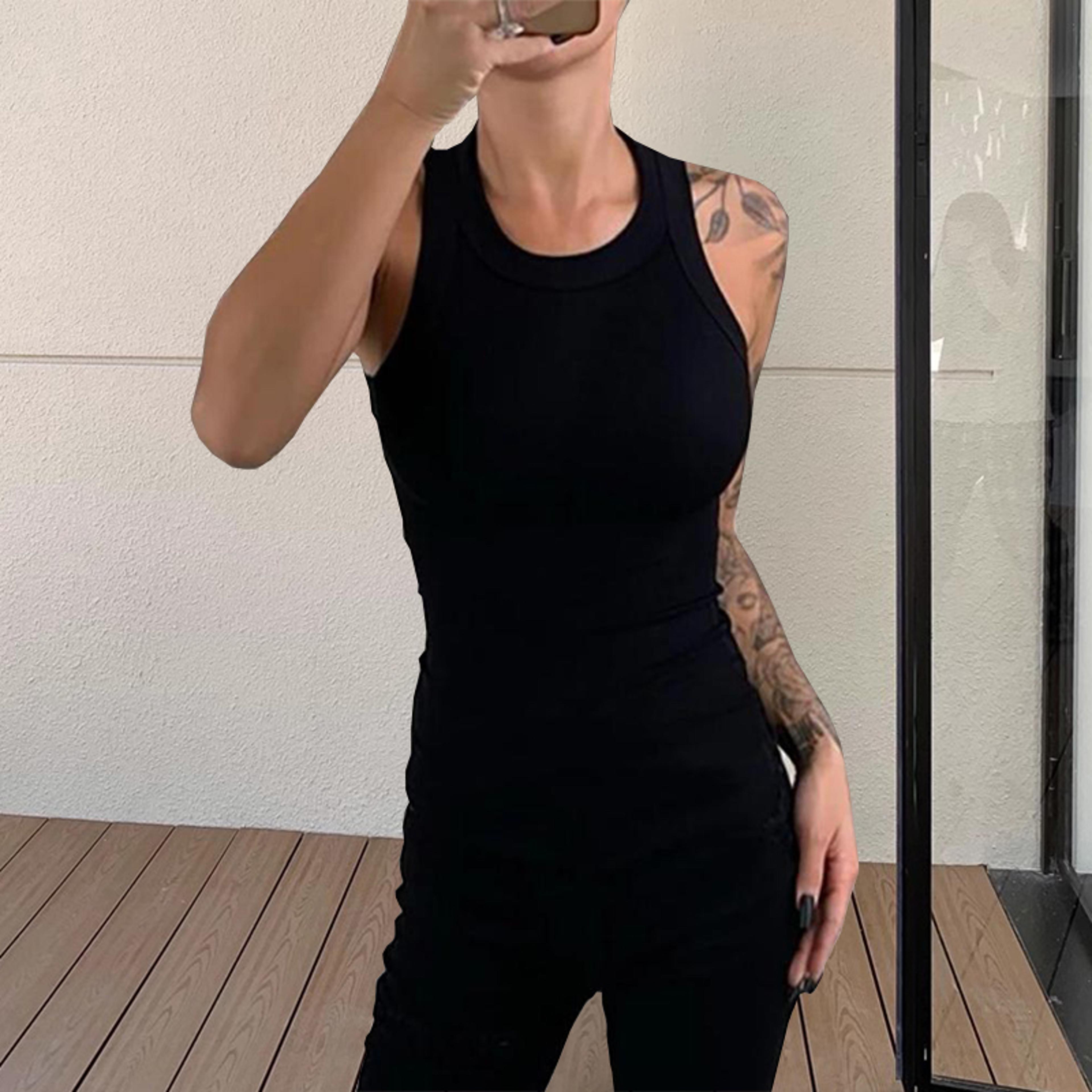 women's ribbed tank top – sleeveless stretch crew neck summer basic shirt