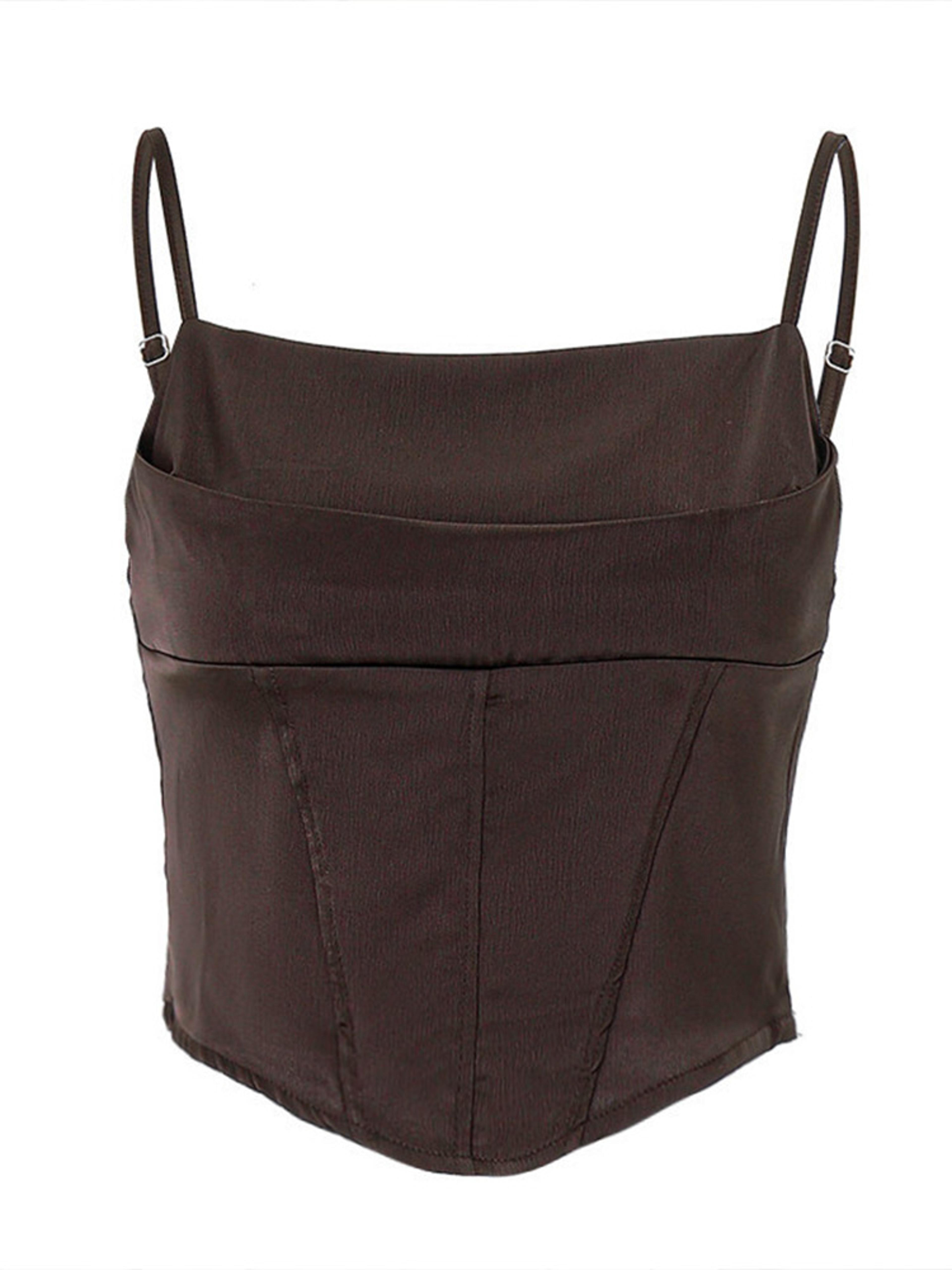 women's backless crop top – spaghetti strap lace-up stretch camisole