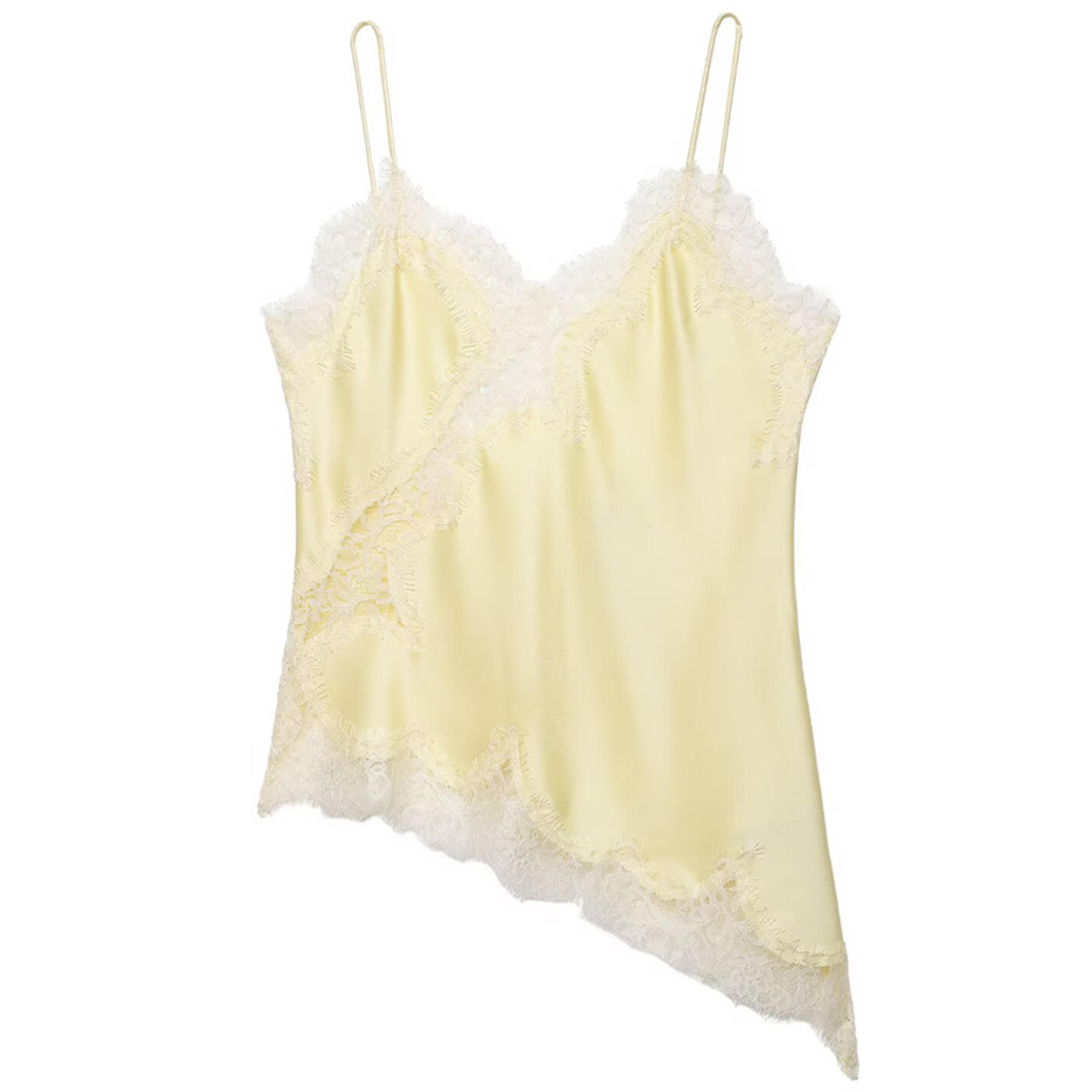 women's asymmetrical lace camisole top – satin off shoulder backless summer tank top