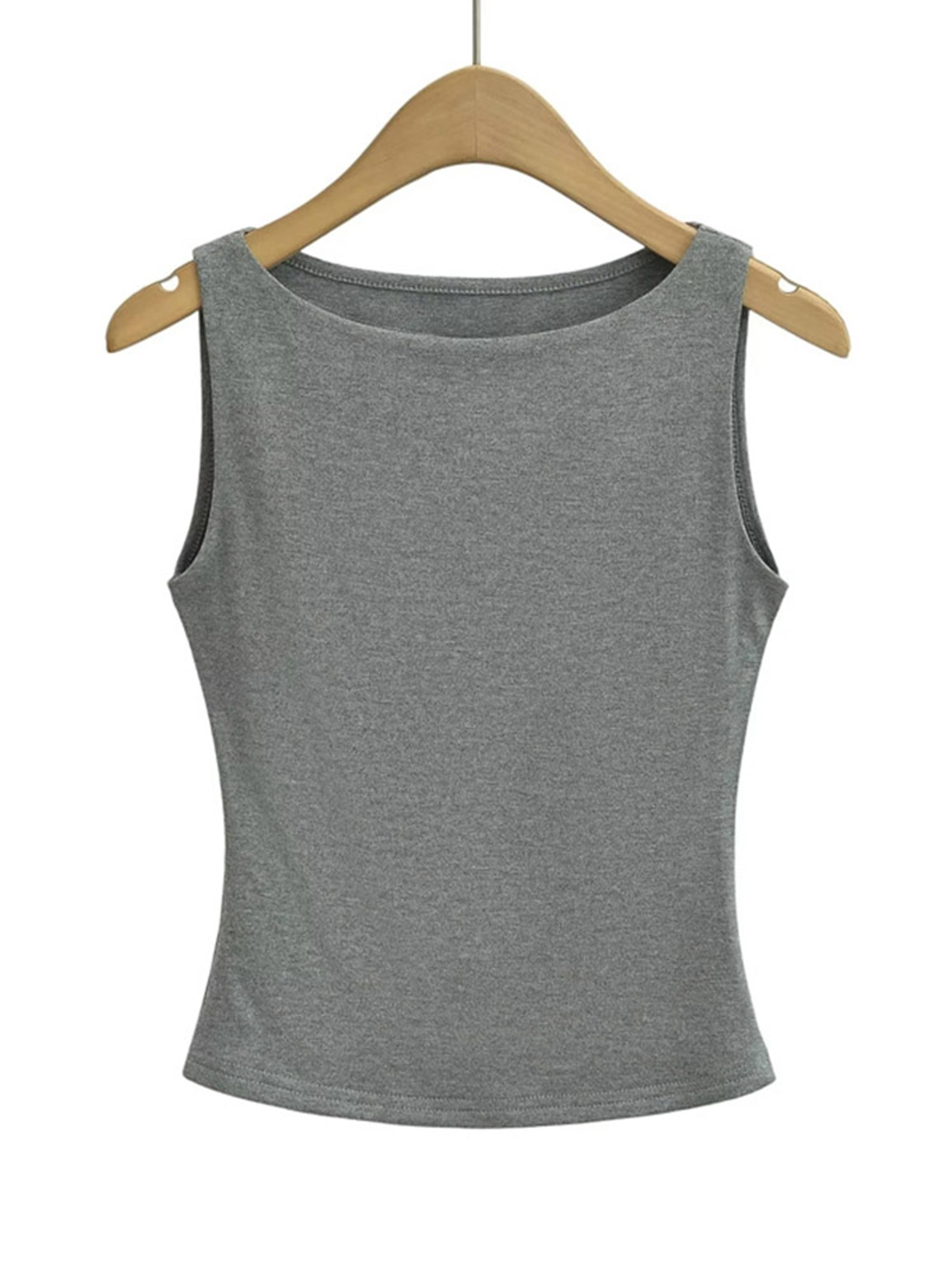 women's double layer boat neck tank top – soft stretchy sleeveless summer top