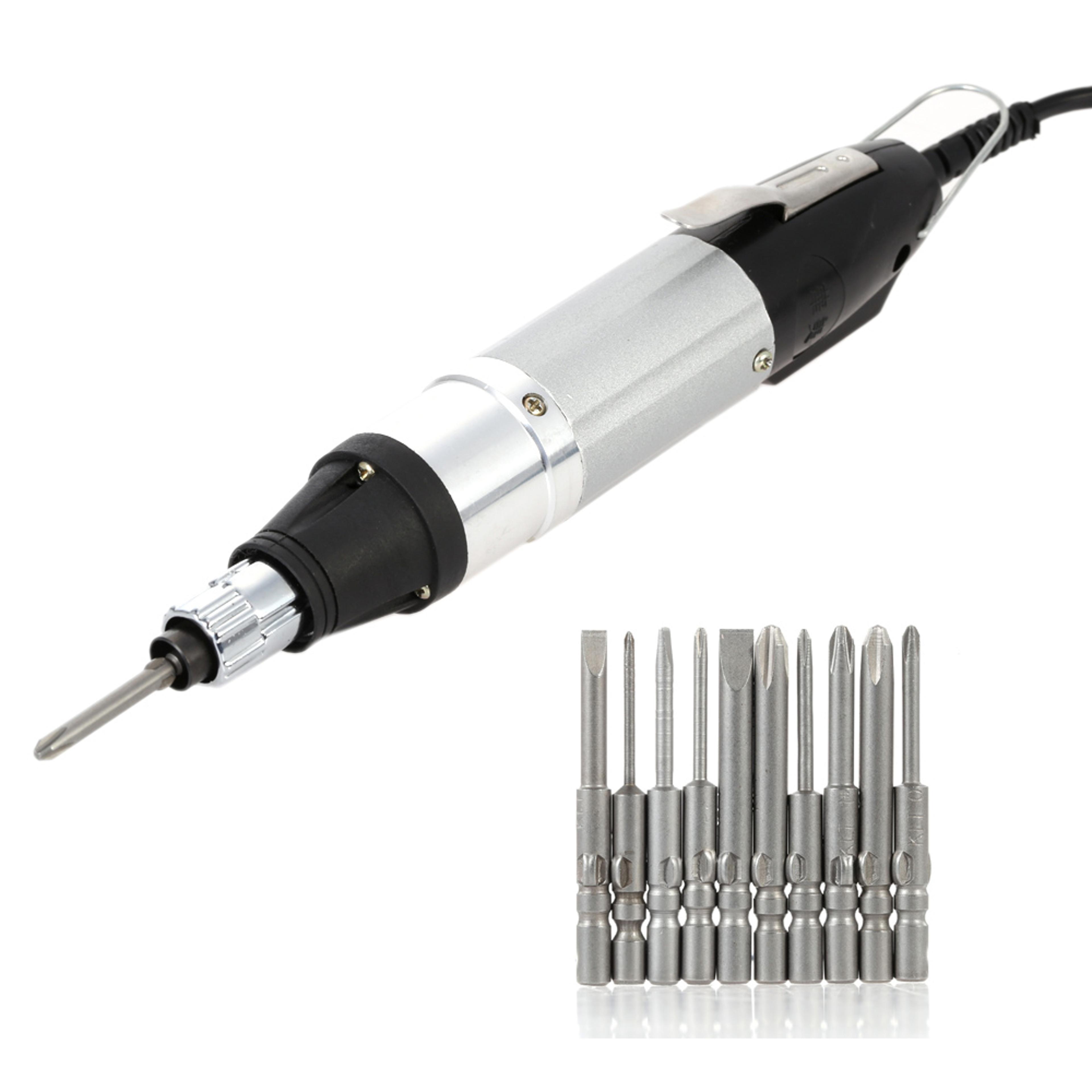 electric screwdriver with 10 bits – adjustable speed 1200 rpm ac-powered repair tool