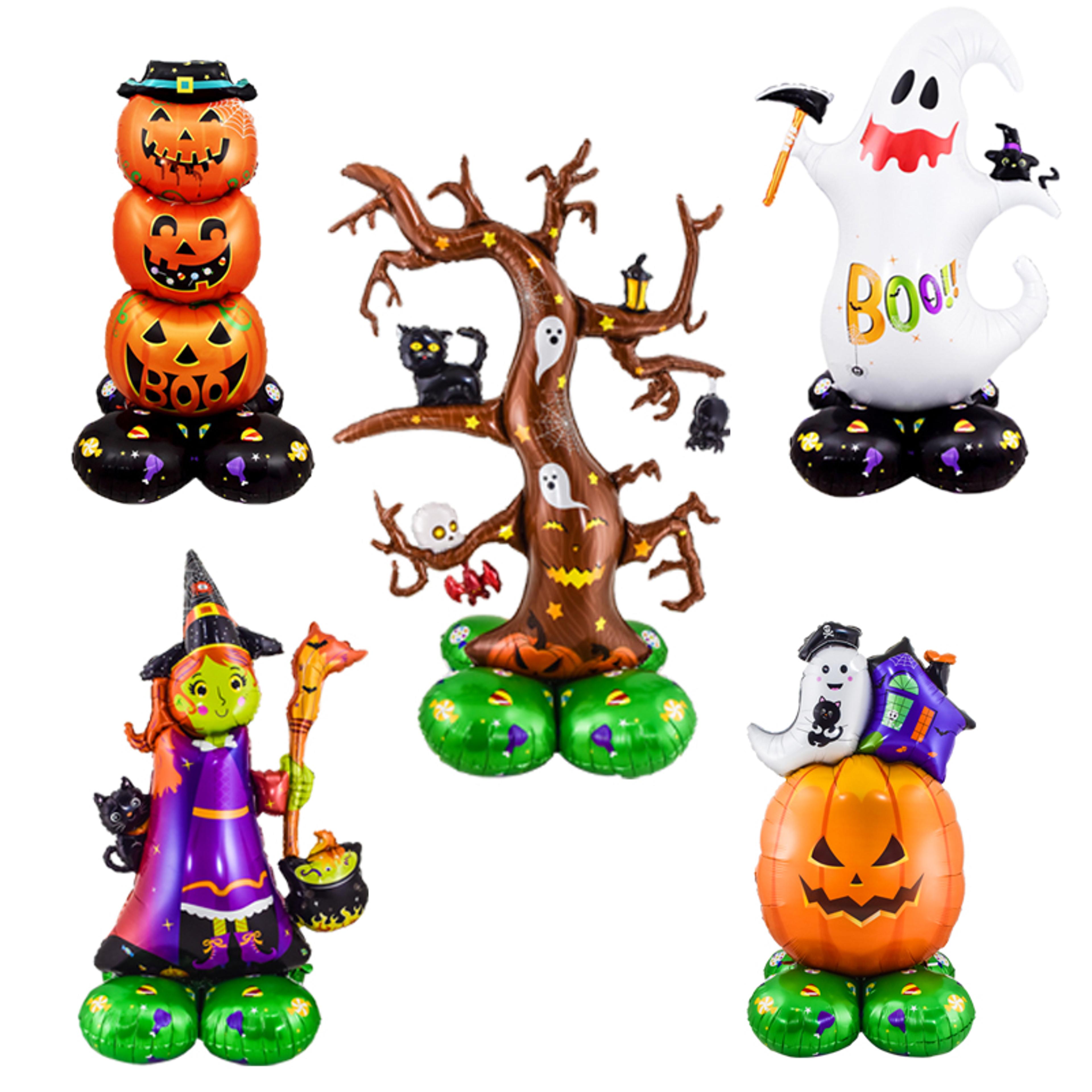 giant halloween foil balloon decoration with stand-up cartoon designs
