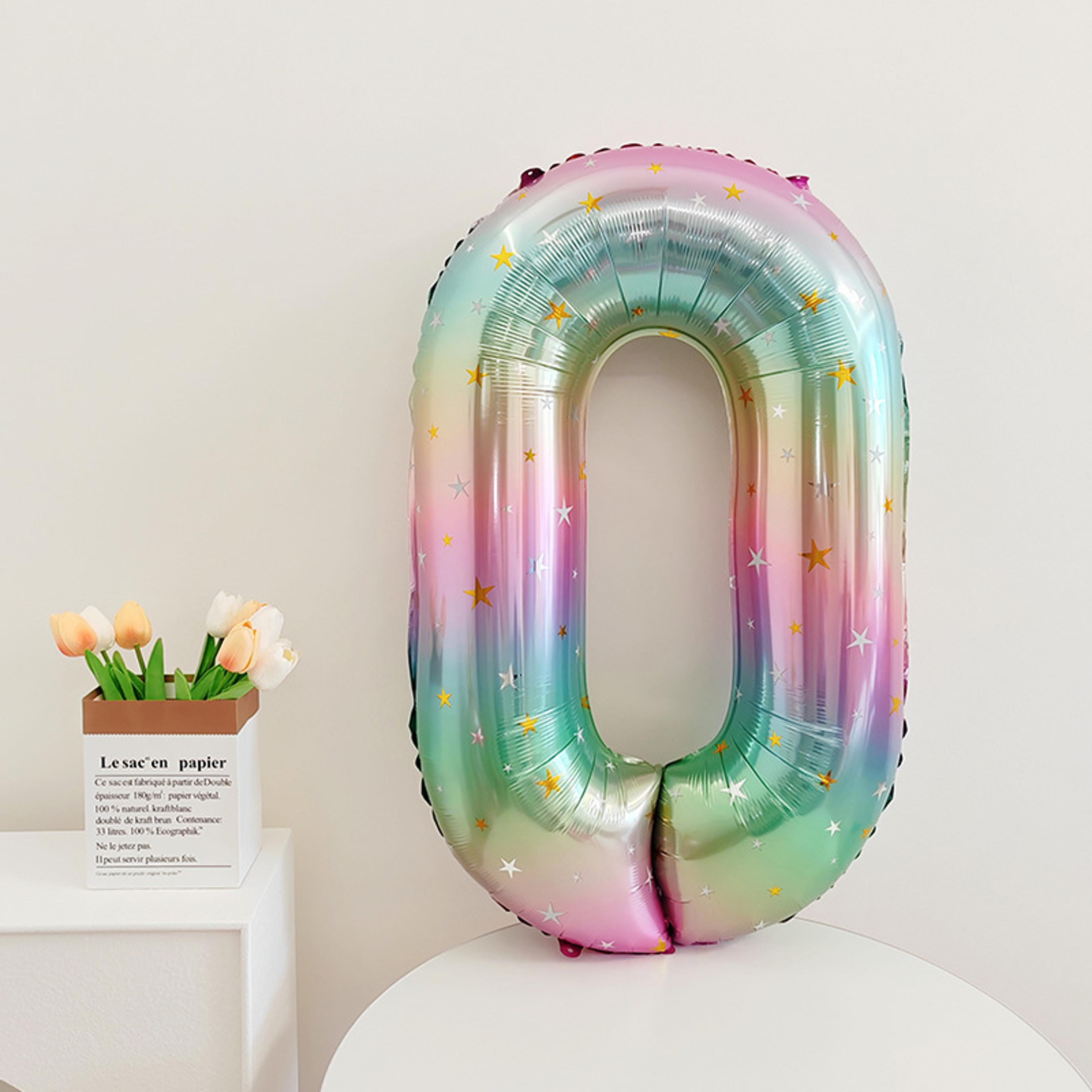 40-inch rainbow gradient number foil balloon for birthday party decorations