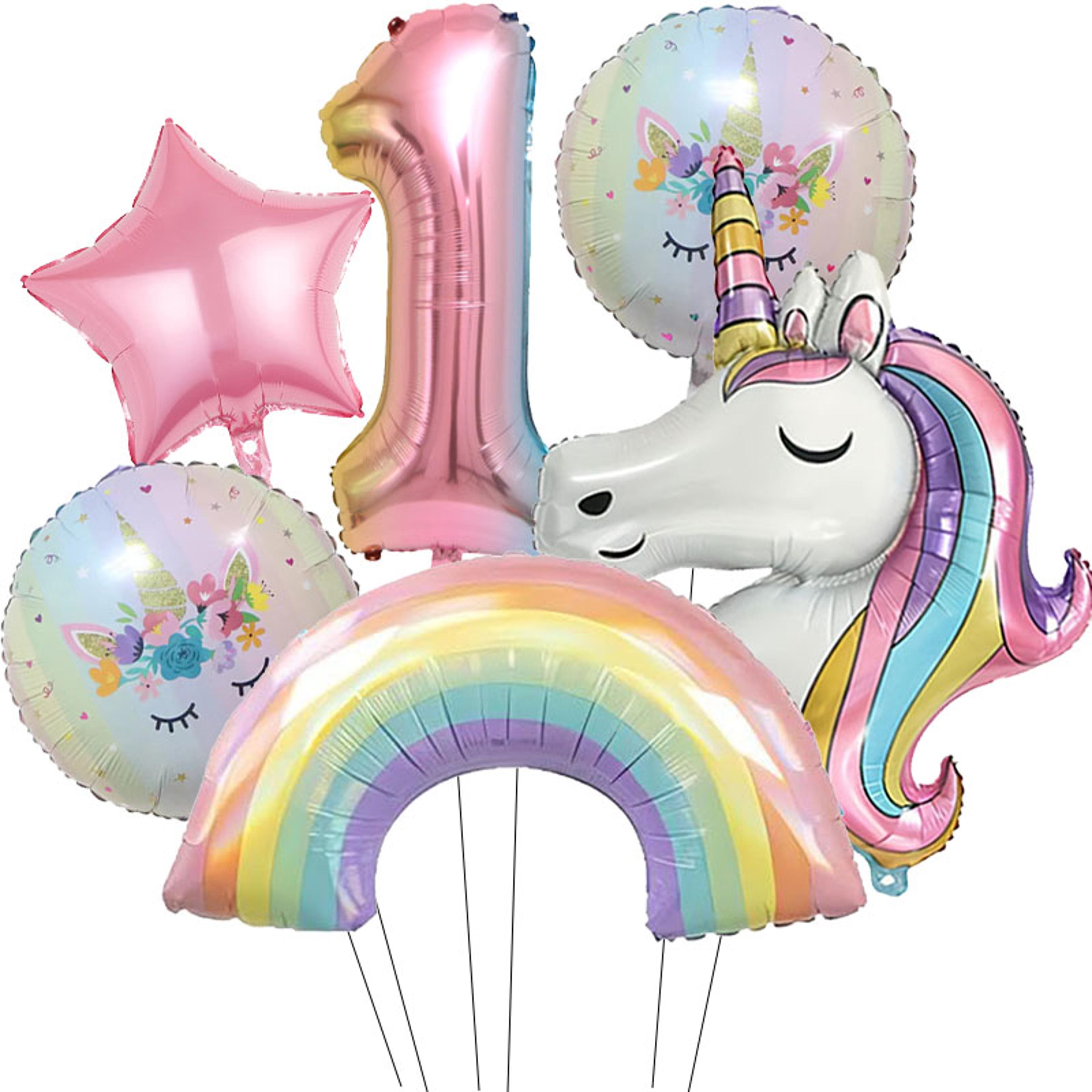 32-inch rainbow unicorn number foil balloon for birthday party decorations