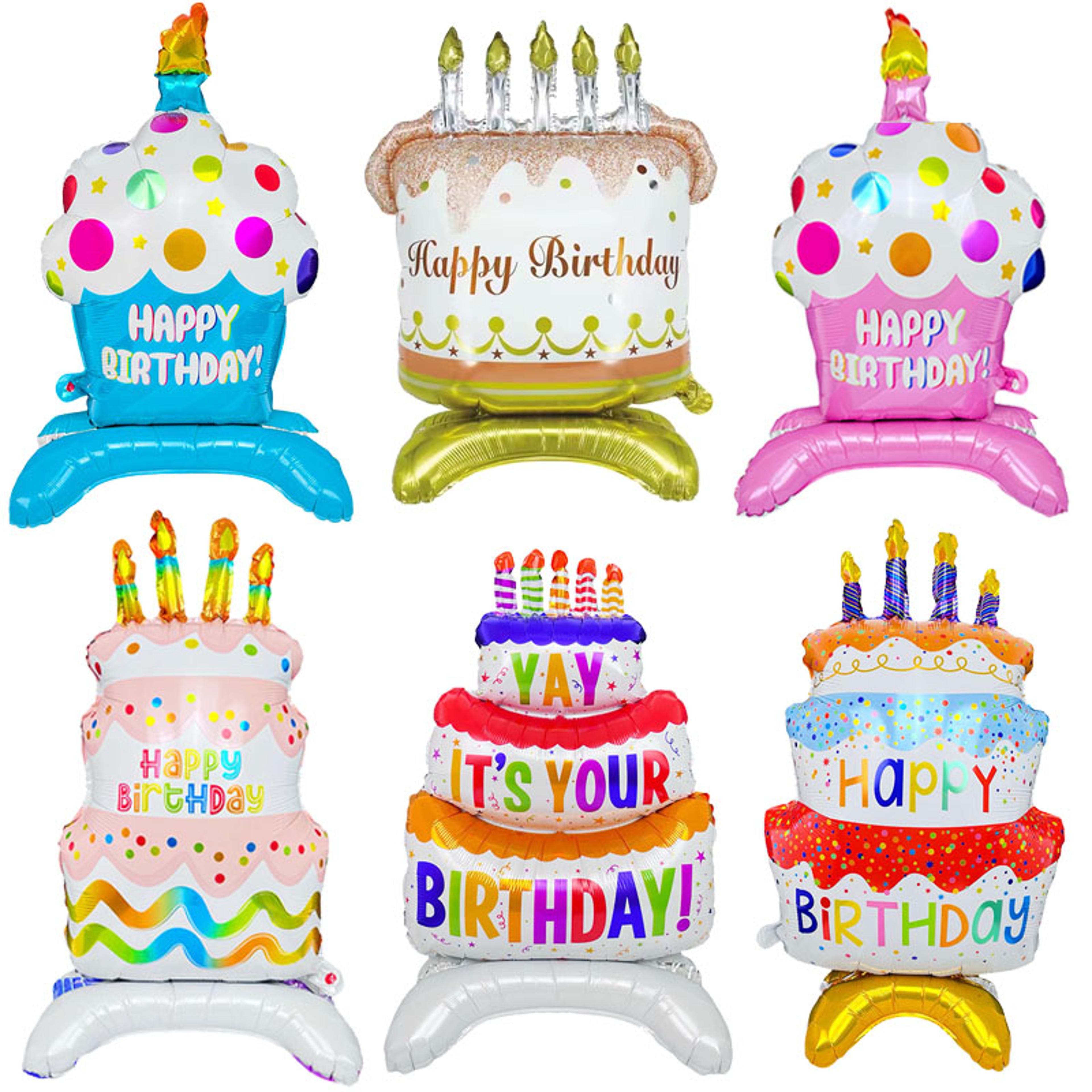birthday cake standing foil balloon with base for birthday party decorations