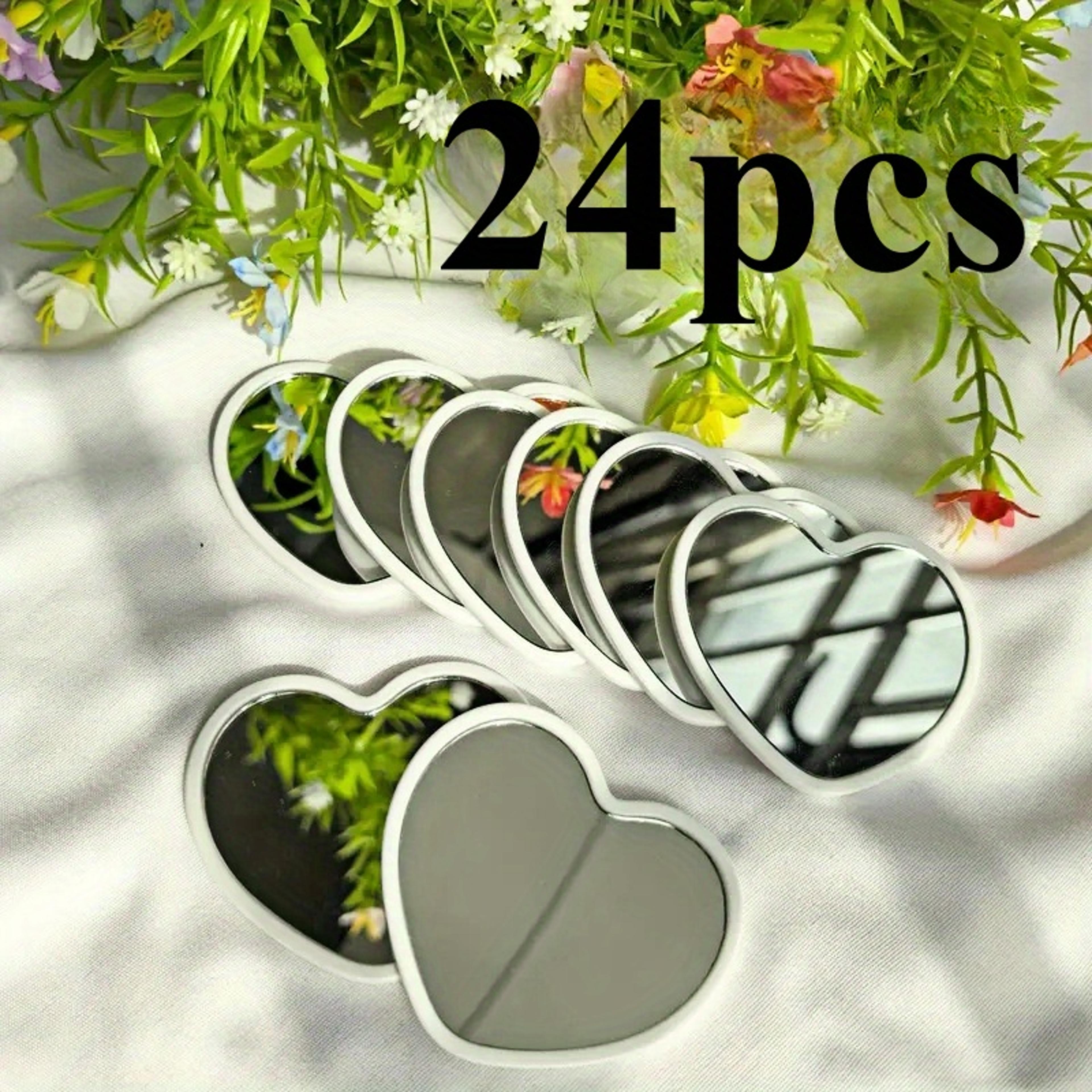 24-piece heart-shaped mini mirrors – portable makeup mirrors for travel and gifts