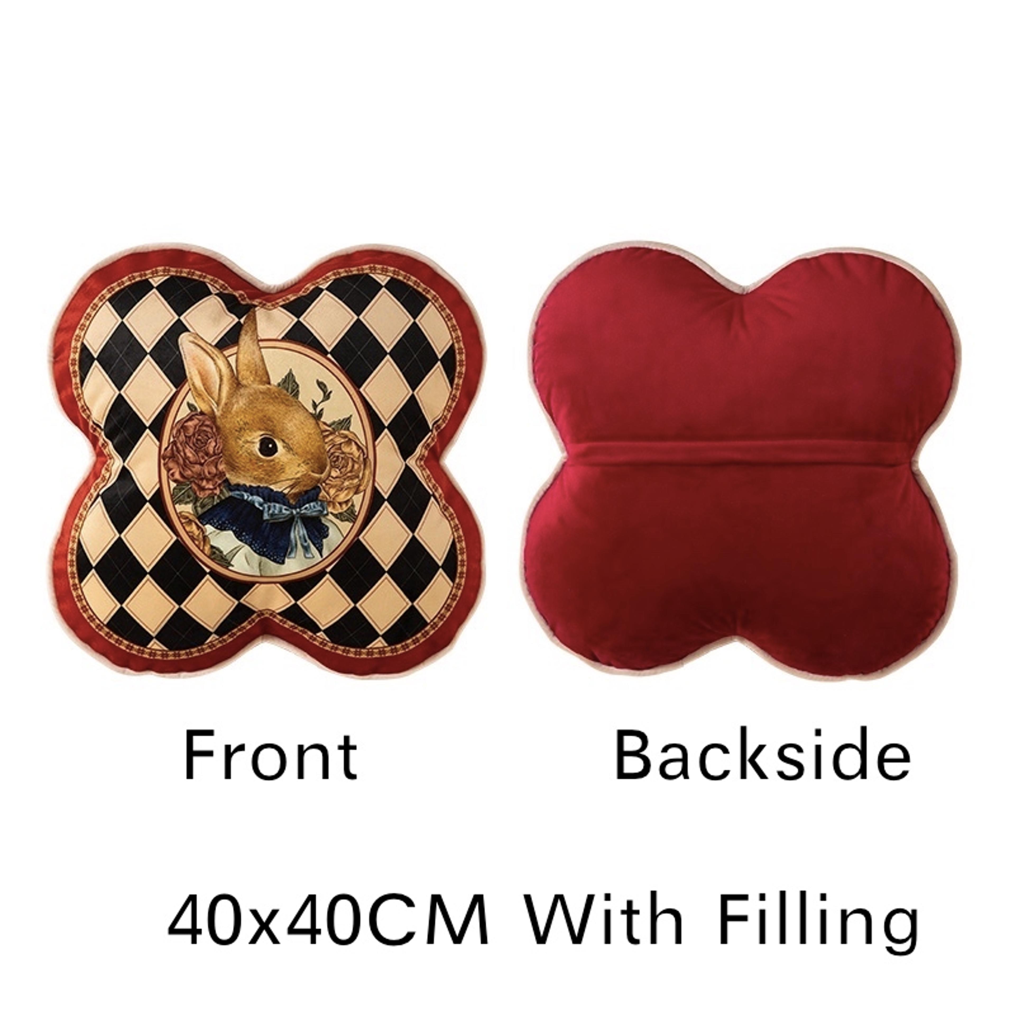 red check heart rabbit velvet cushion decorative throw pillow