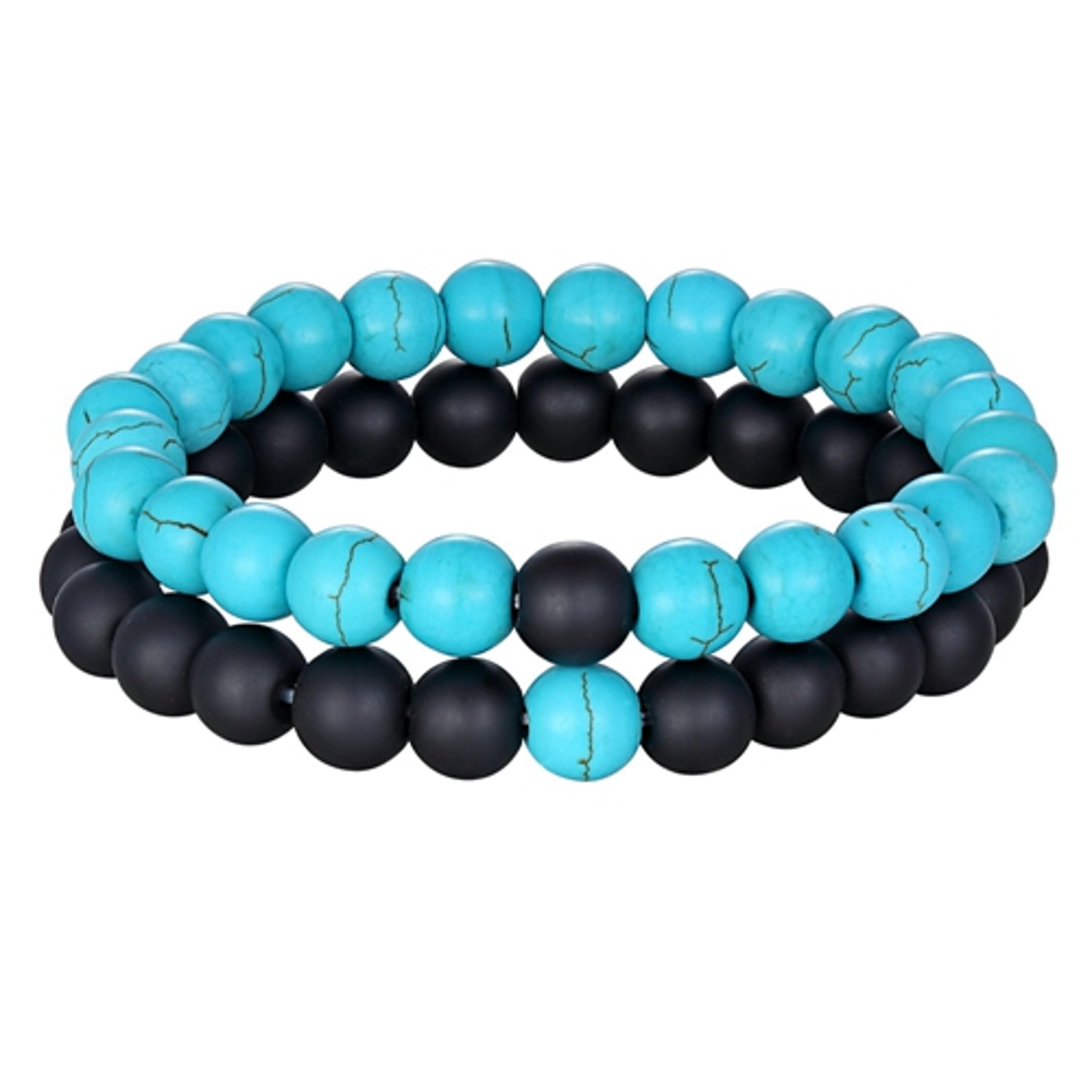 natural stone couples distance bracelets 2-piece matching bead set