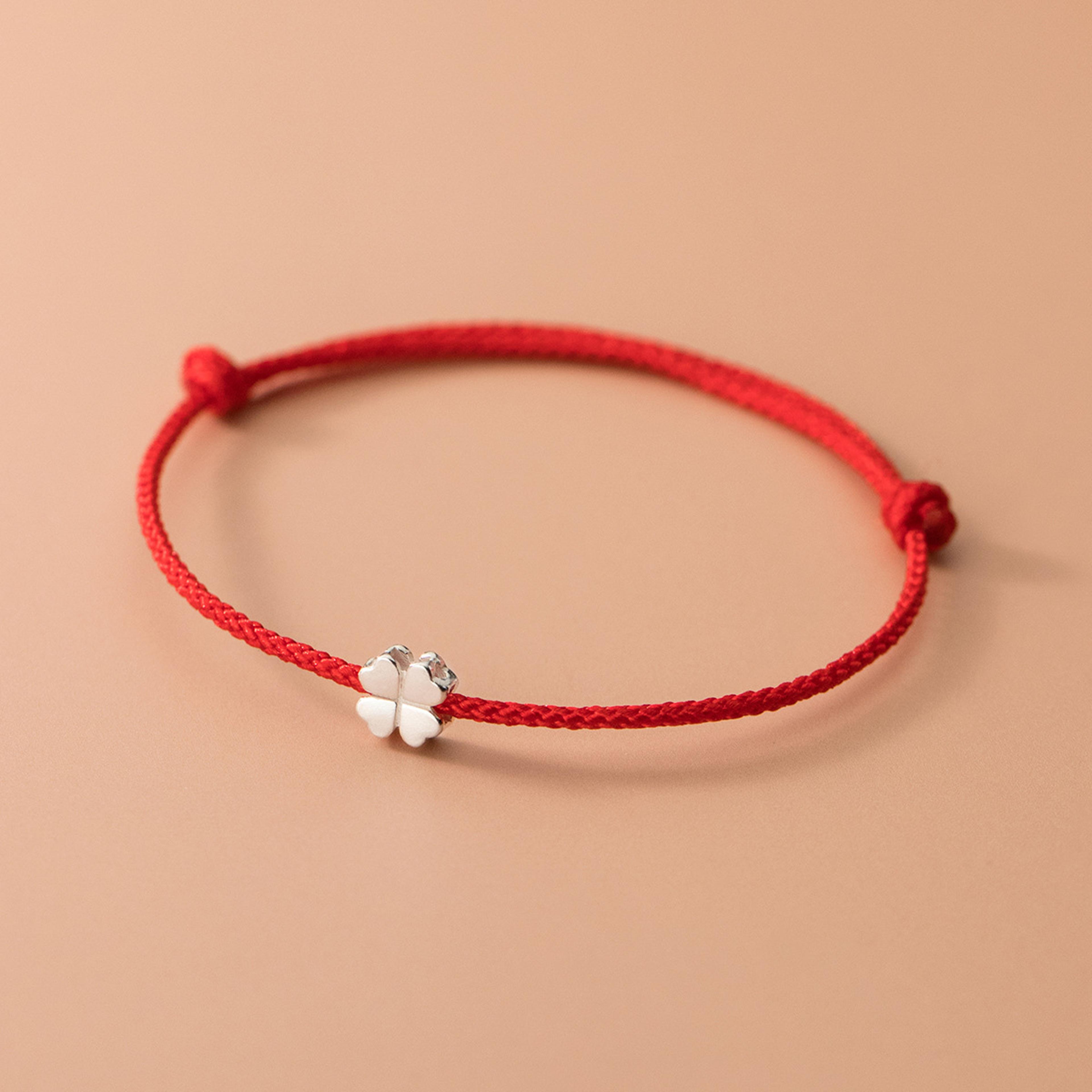 925 sterling silver red rope flower bracelet for women