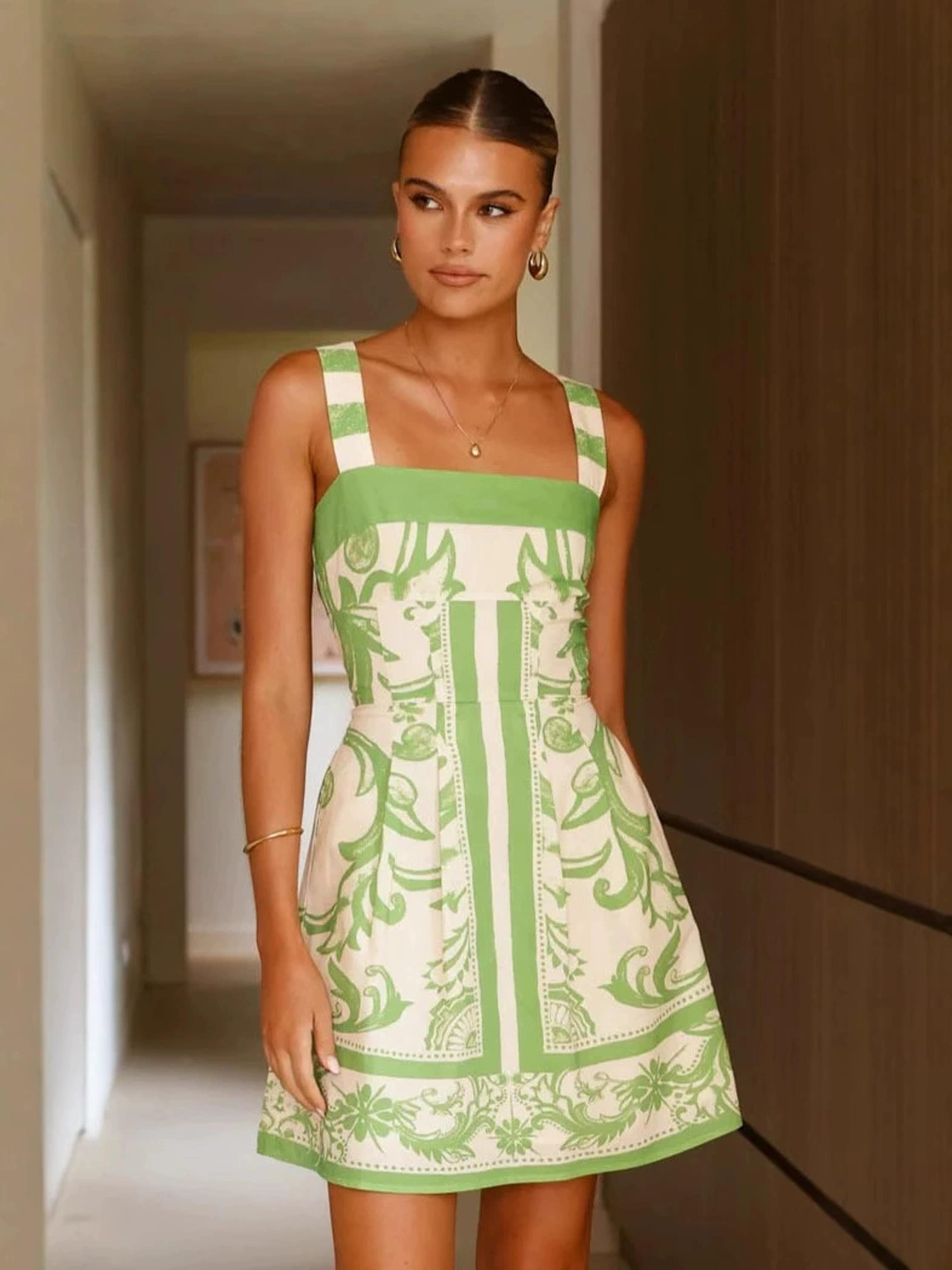 women's bohemian color block sleeveless a-line summer dress