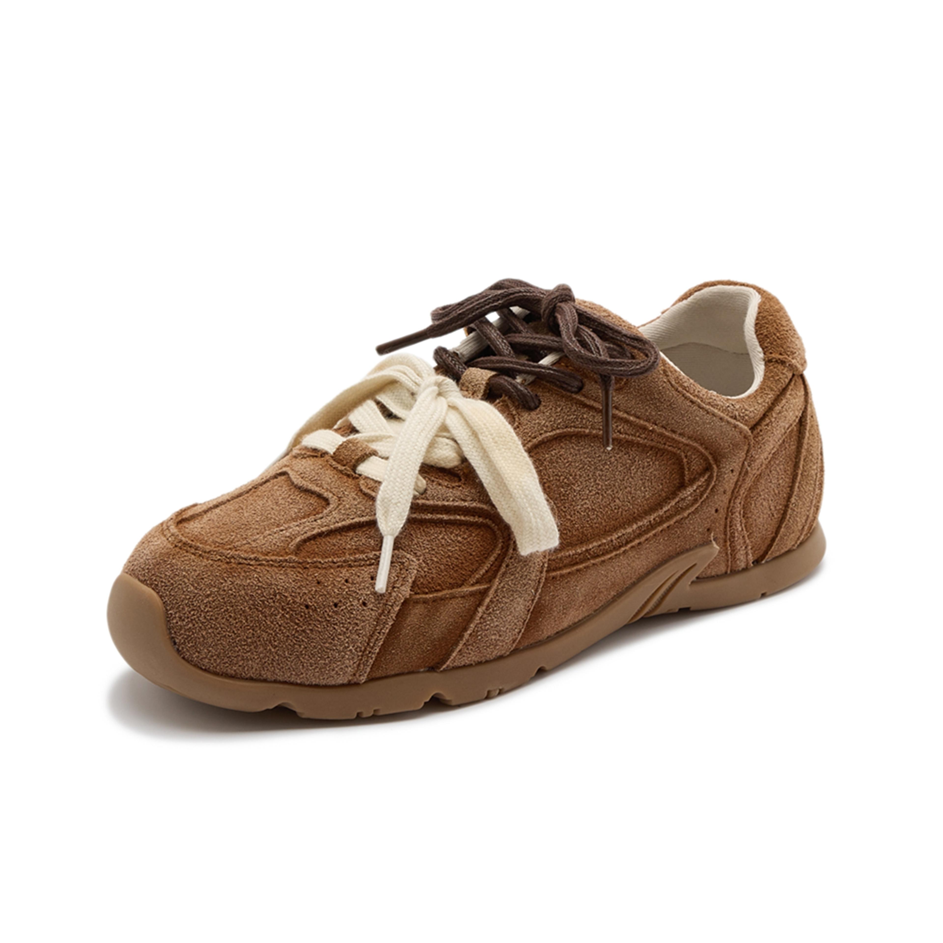 women's cow suede lace-up derby shoes with non-slip rubber soles