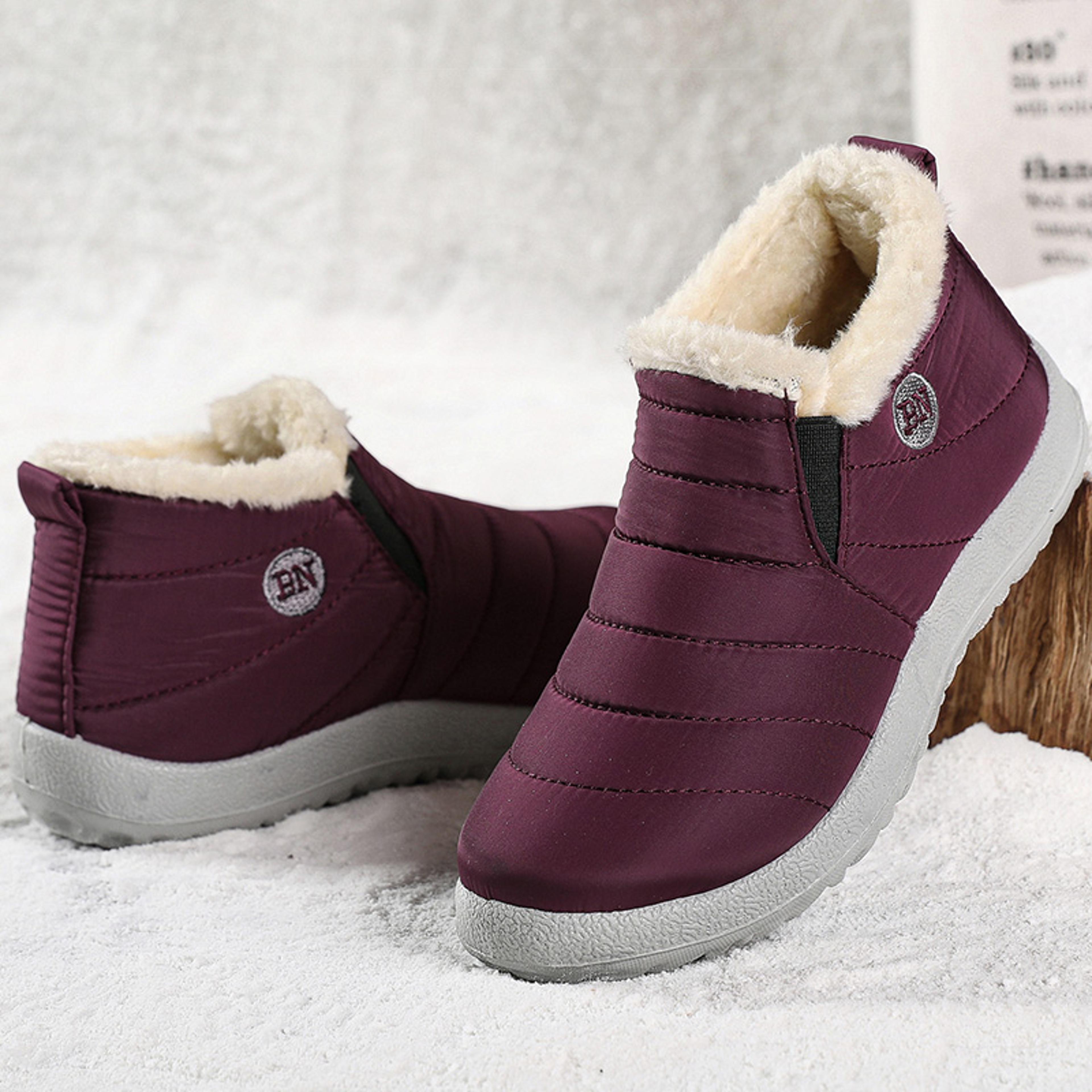 men's waterproof winter ankle boots with plush lining and slip-on design