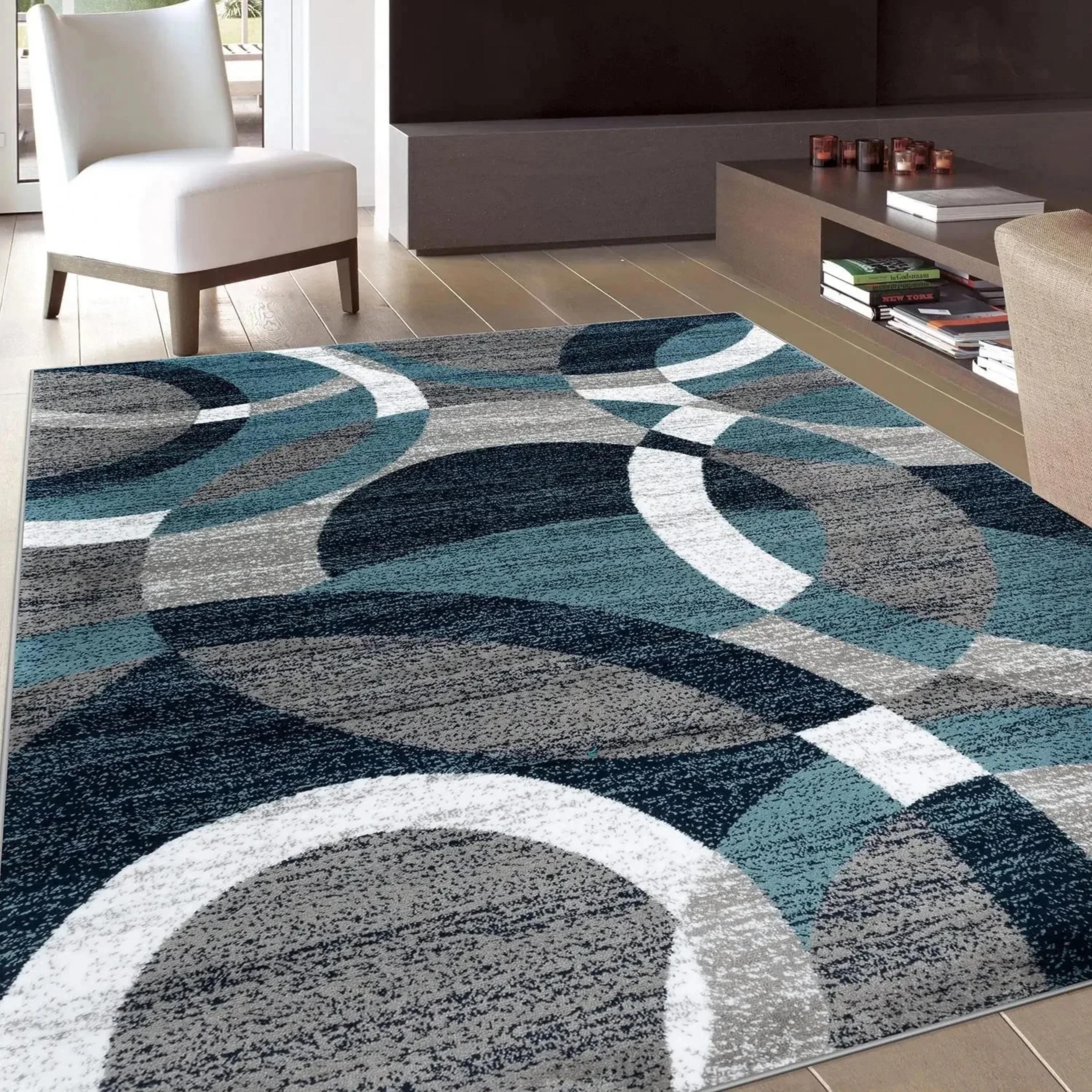 modern nordic geometric area rug – soft polyester carpet for living room and bedroom