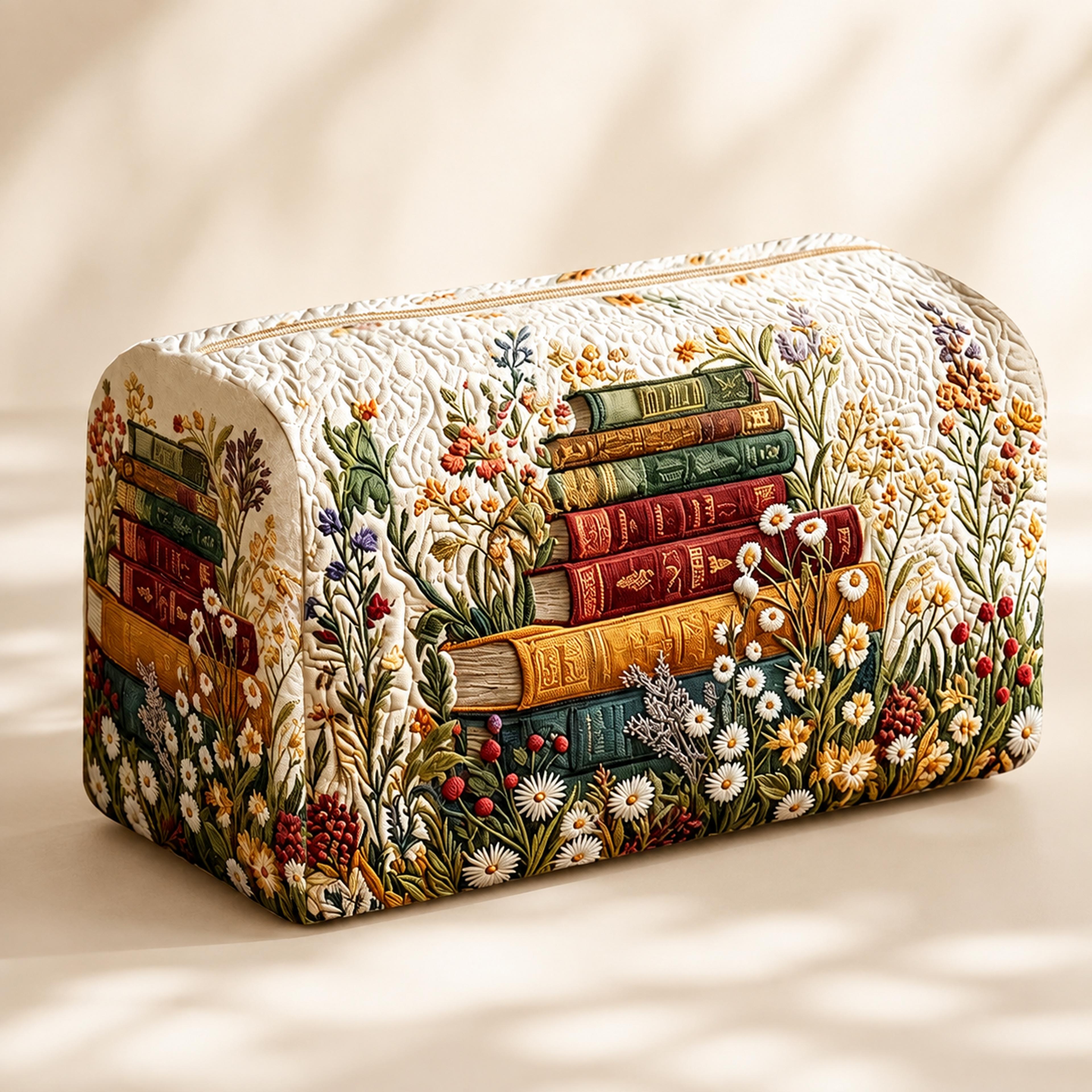 vintage floral cosmetic bag quilted nylon makeup pouch travel toiletry organizer