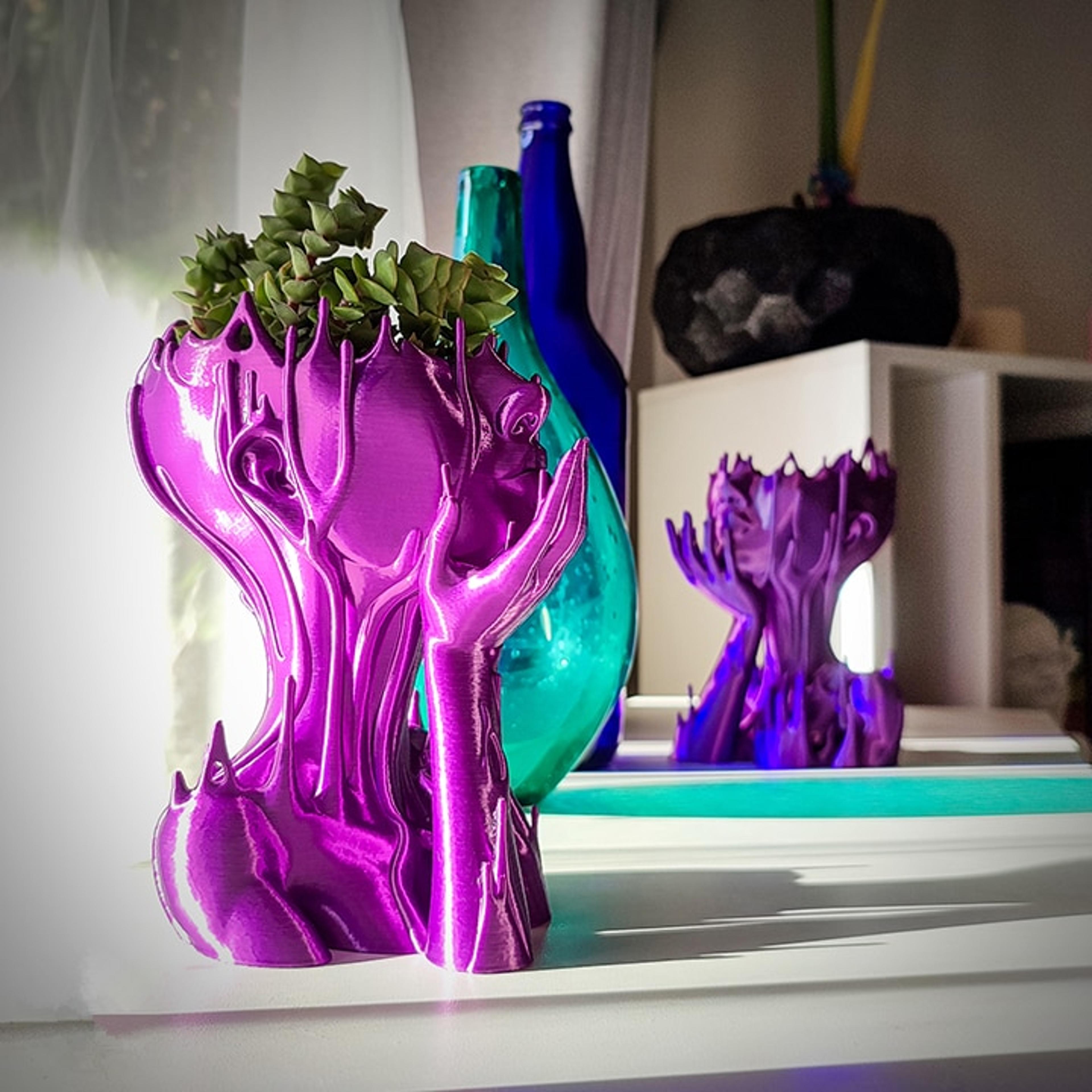 melted girl planter: resin succulent flower pot with drain holes- garden decor