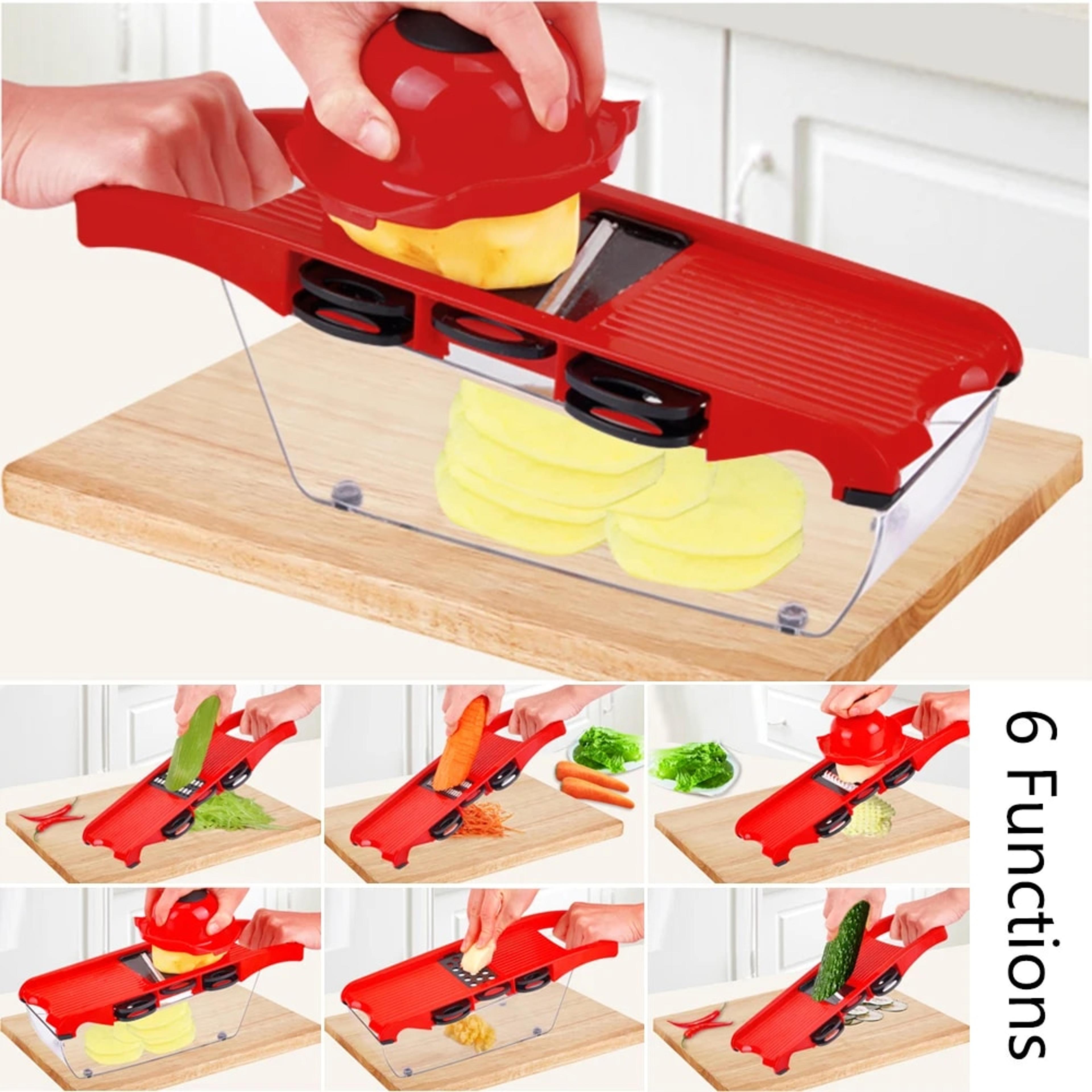 hilife cooking tool sets: vegetable mandoline slicer, multi-function grater, fruit cutter with 6 blades - kitchen gadget