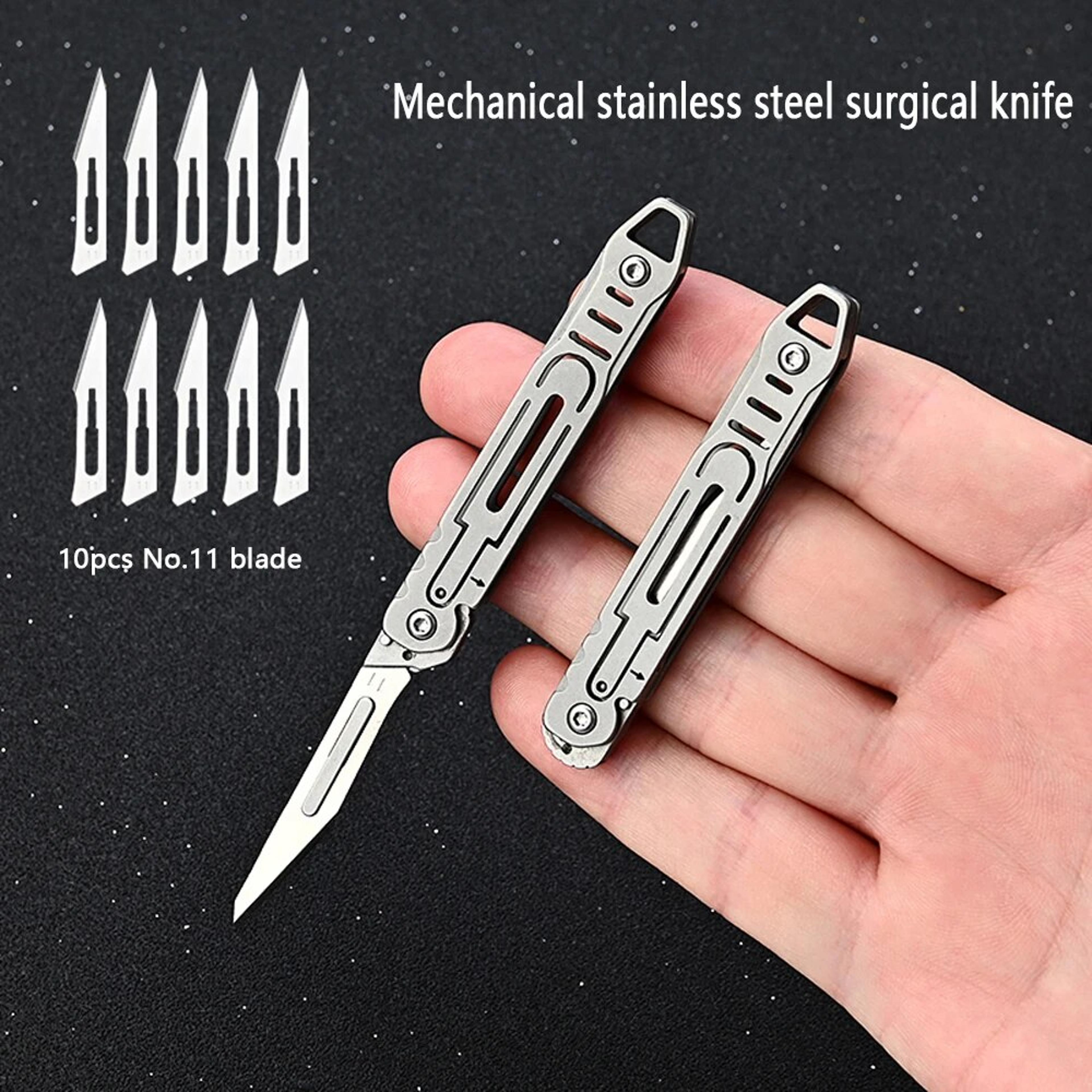 machinery stainless steel folding scalpel knife with 10pcs replaceable blades